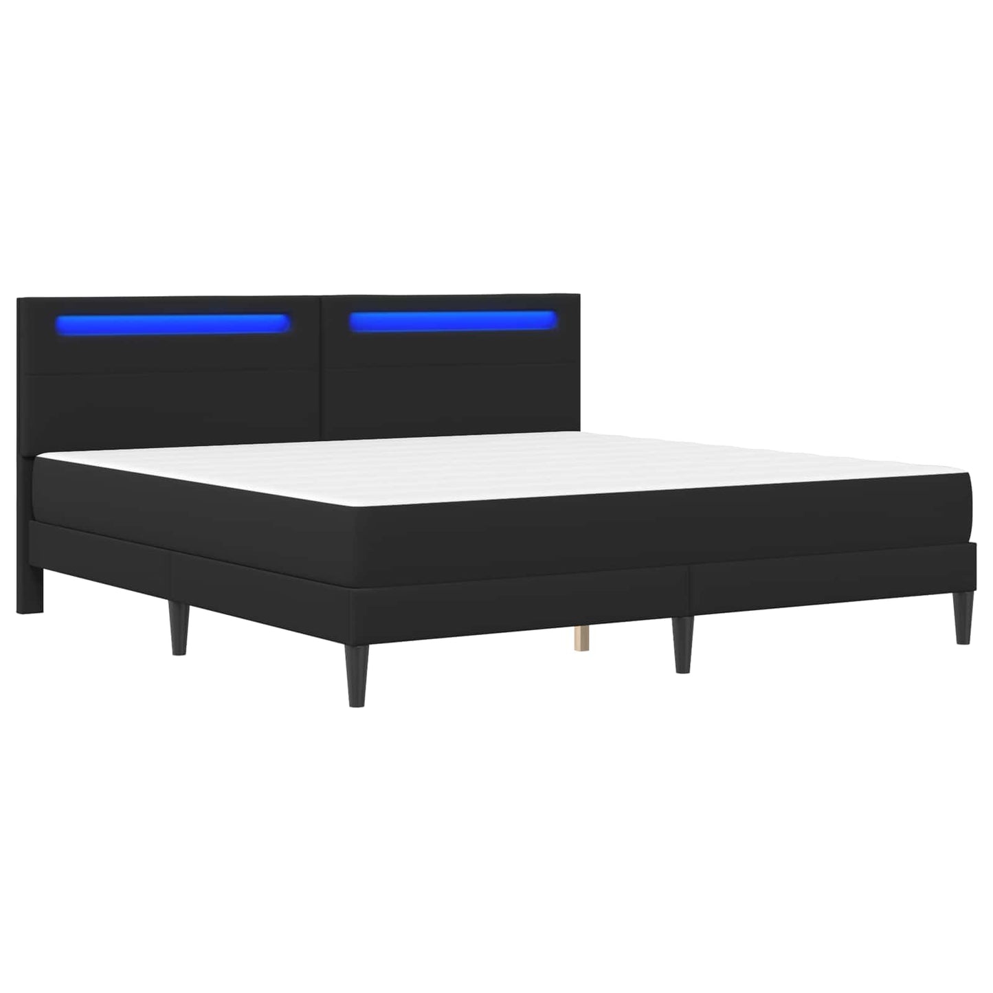 vidaXL Σκελετός Κρεβατιού με κεφαλάρι Μαύρο 200 x 200 cm Τεχνητό Δέρμα