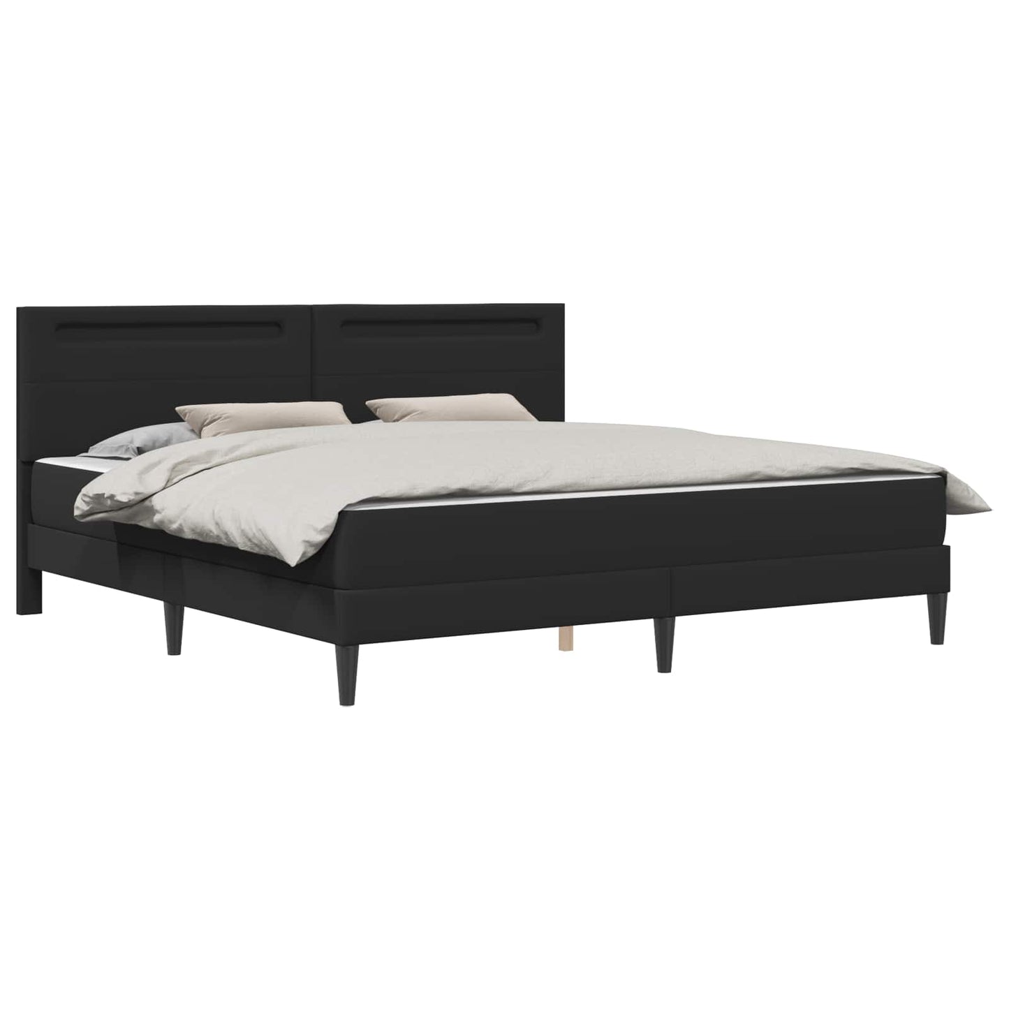 vidaXL Σκελετός Κρεβατιού με κεφαλάρι Μαύρο 200 x 200 cm Τεχνητό Δέρμα