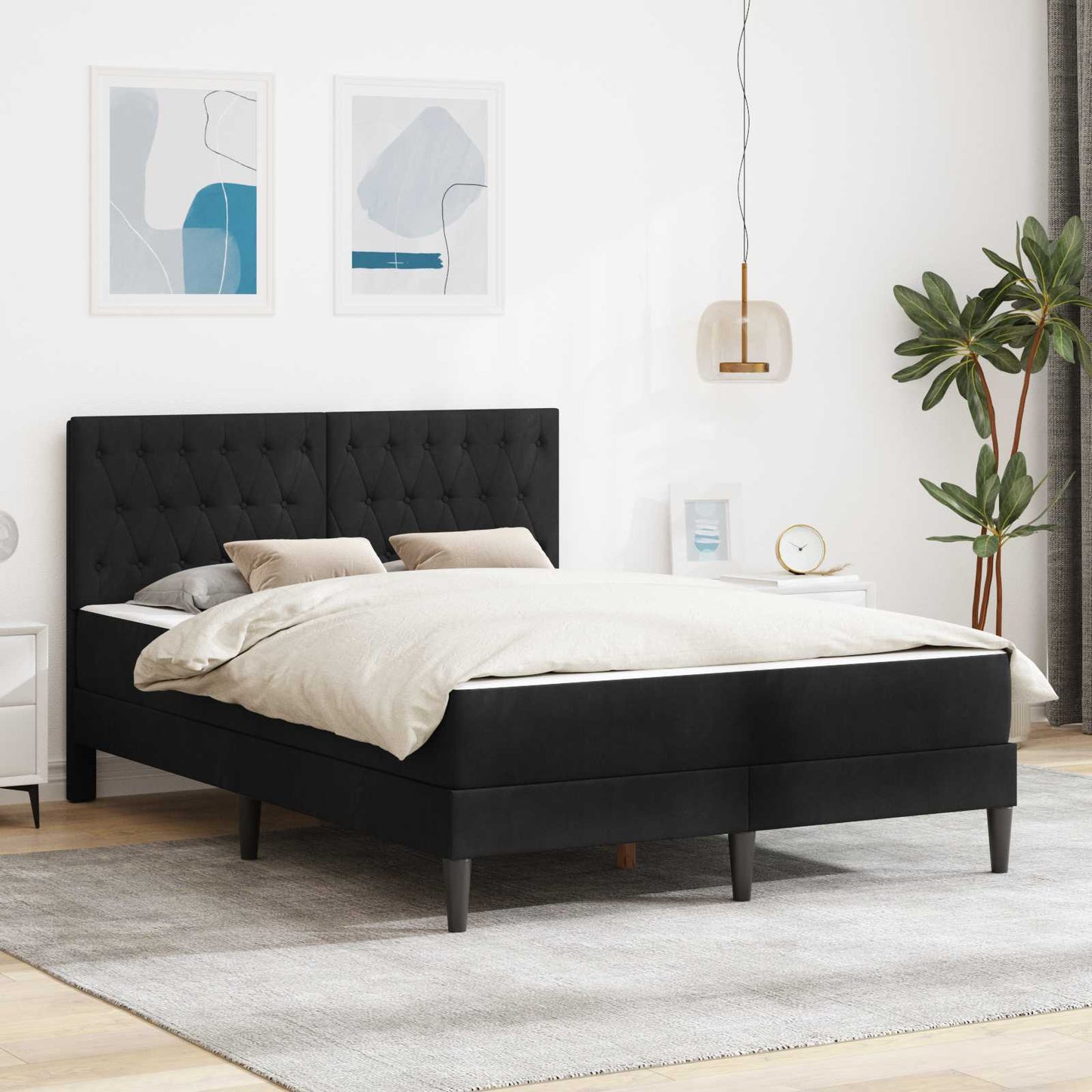vidaXL Σκελετός κρεβατιού με στρώμα Μαύρο 120 x 200 cm Βελούδο