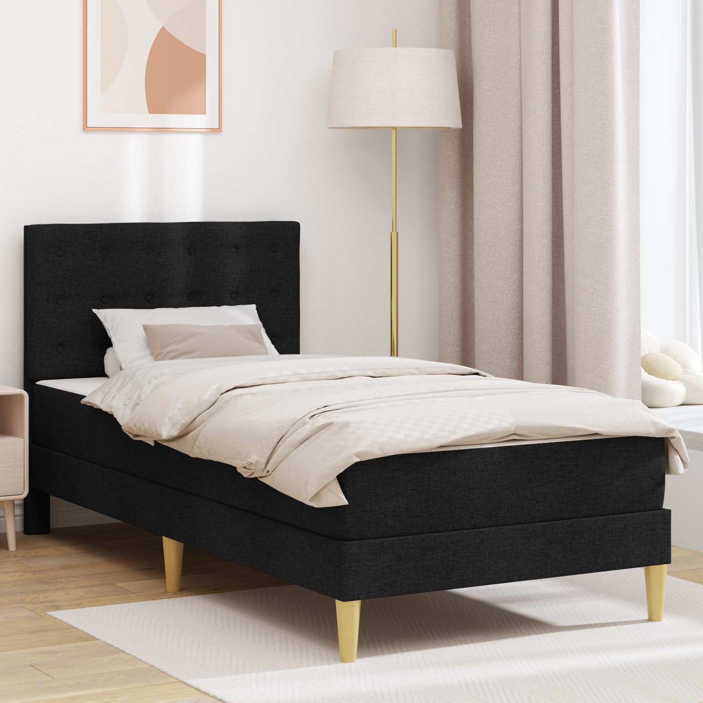 vidaXL Σκελετός κρεβατιού με στρώμα Μαύρο 80 x 200 cm ύφασμα