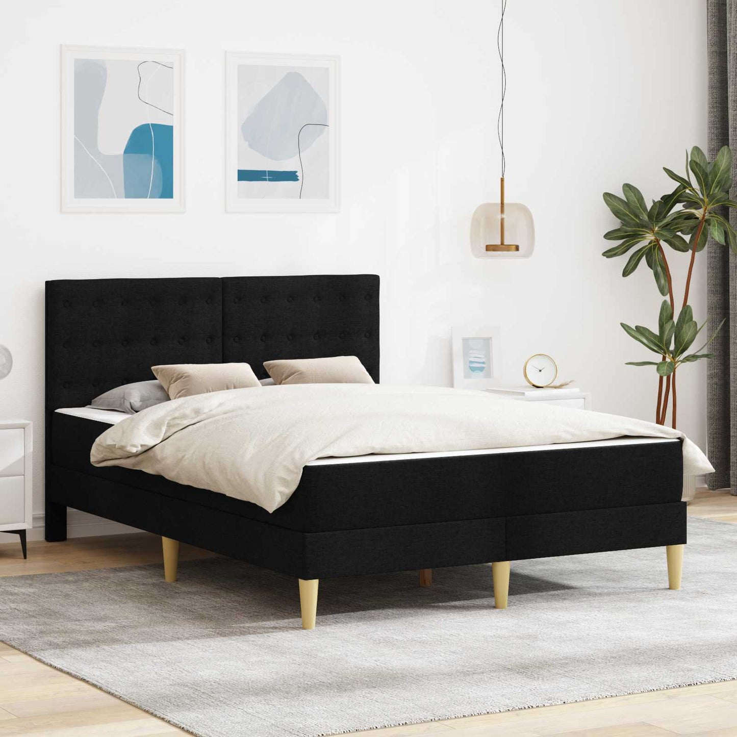 vidaXL Σκελετός κρεβατιού με στρώμα Μαύρο 120 x 190 cm ύφασμα