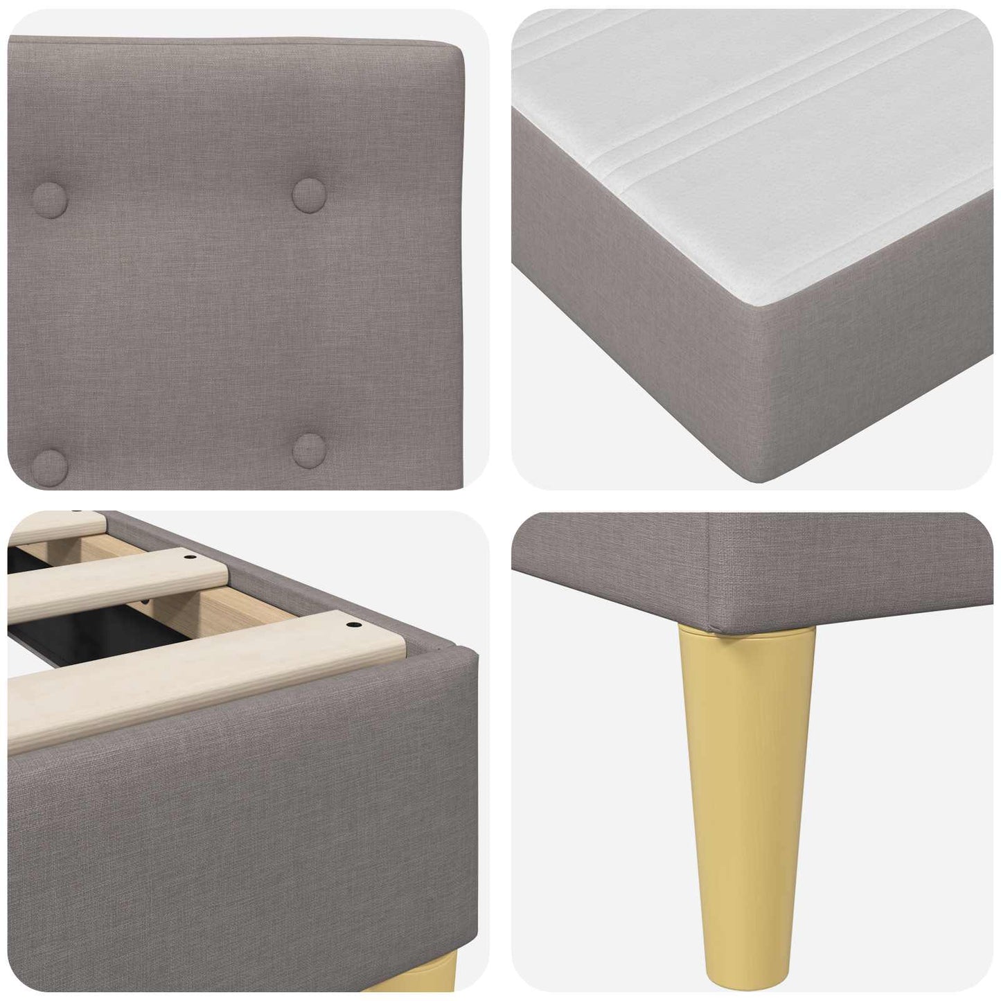 vidaXL Σκελετός κρεβατιού με στρώμα Taupe 120 x 200 cm ύφασμα