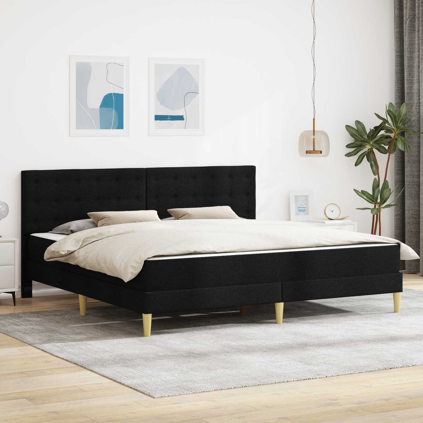 vidaXL Σκελετός κρεβατιού με στρώμα Μαύρο 180 x 200 cm ύφασμα