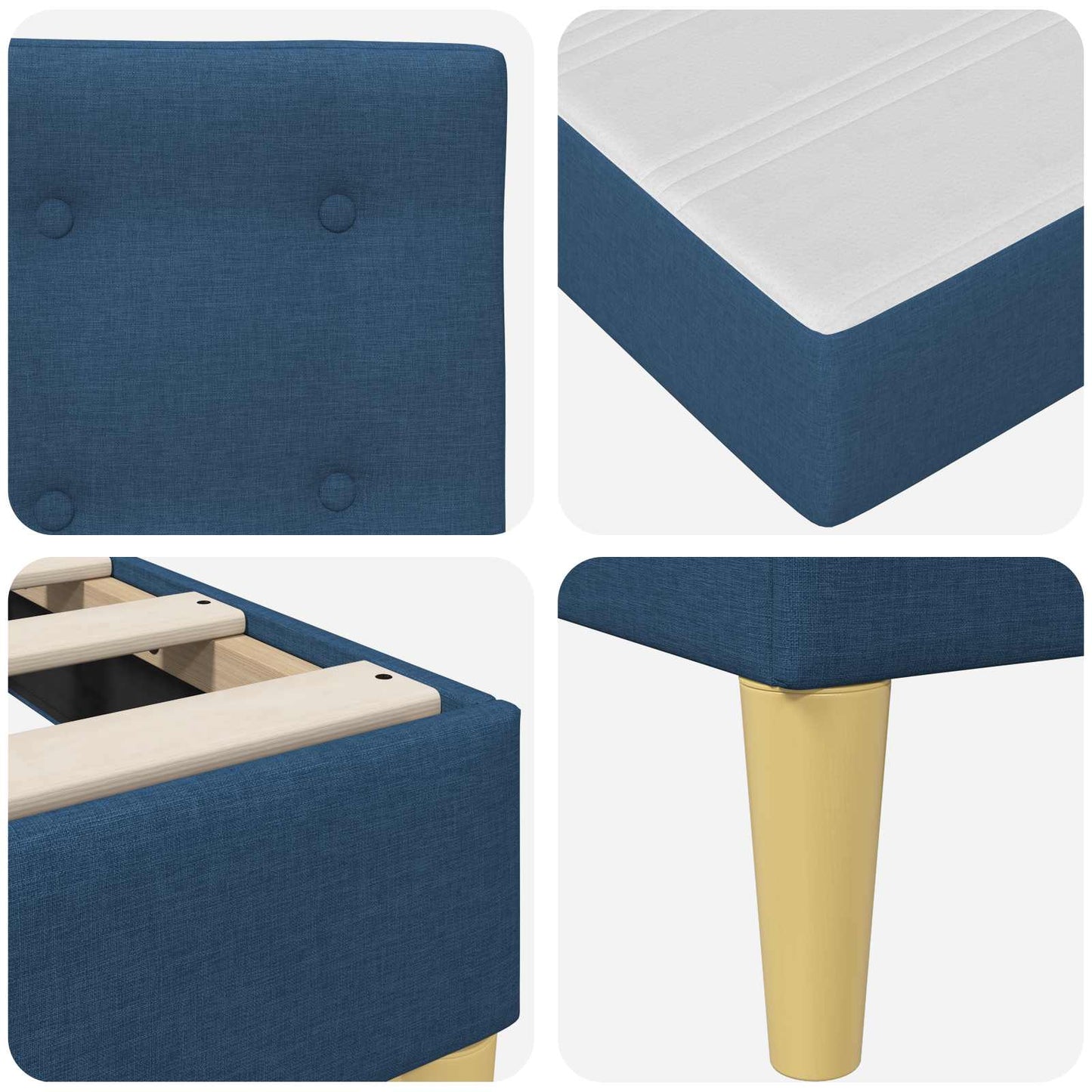 vidaXL Σκελετός κρεβατιού με στρώμα Μπλε 180 x 200 cm ύφασμα