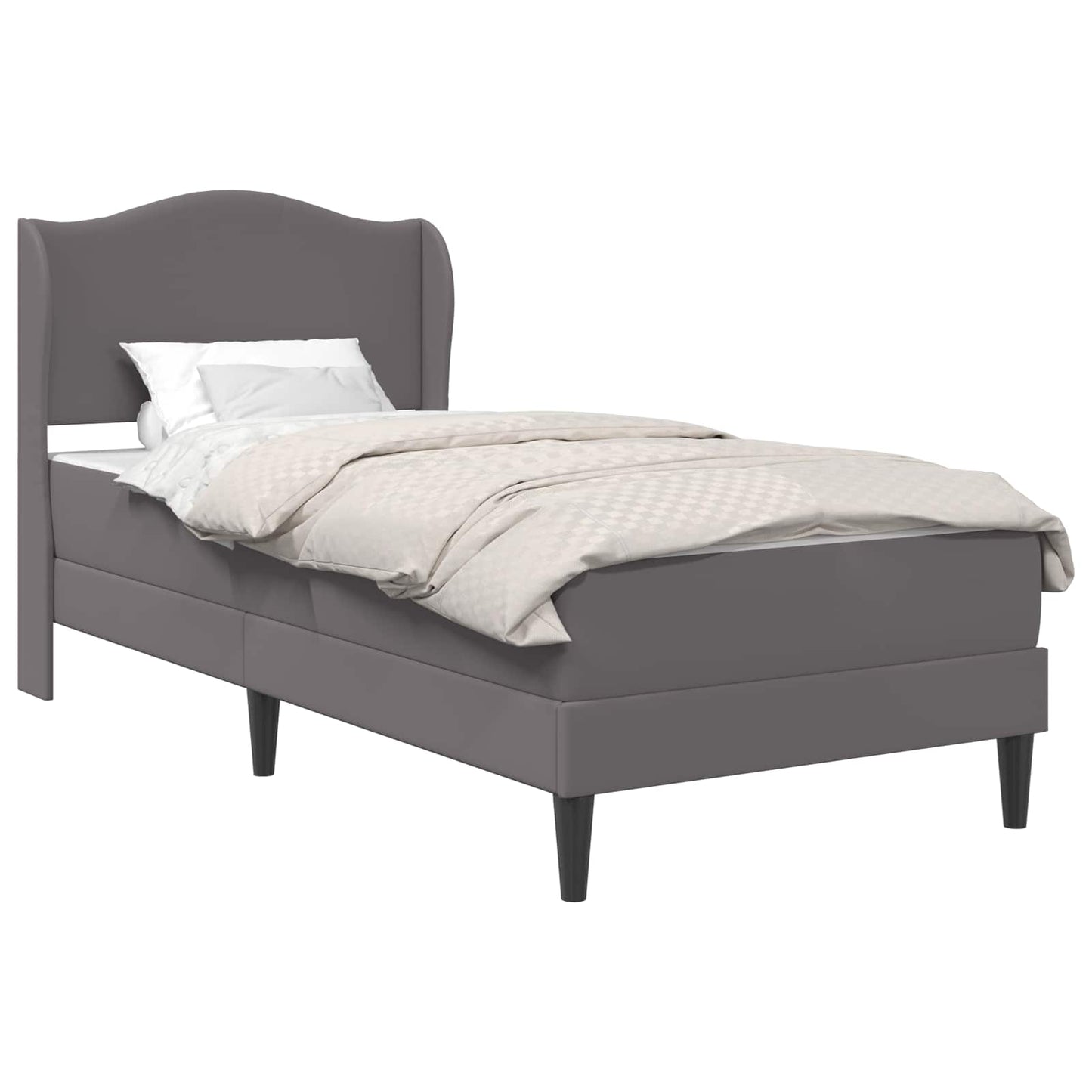 vidaXL Σκελετός Κρεβατιού με κεφαλάρι Γκρι 90 x 190 cm Τεχνητό Δέρμα