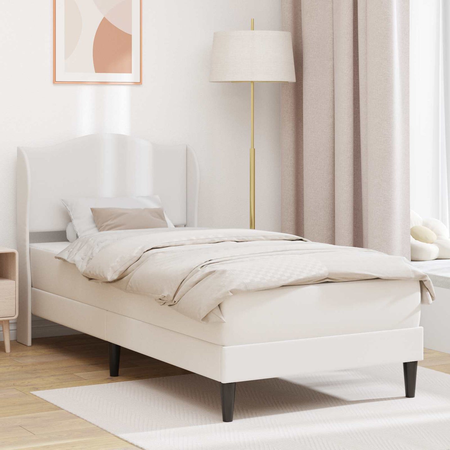 vidaXL Σκελετός Κρεβατιού με κεφαλάρι Λευκό 90 x 200 cm Τεχνητό Δέρμα