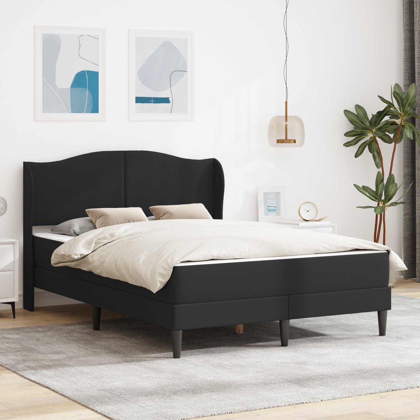 vidaXL Σκελετός Κρεβατιού με κεφαλάρι Μαύρο 120 x 190 cm Τεχνητό Δέρμα
