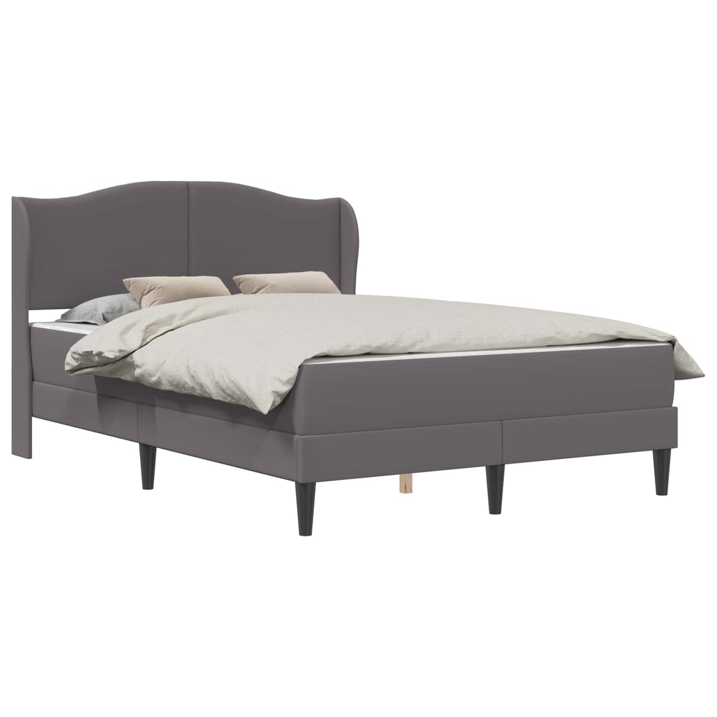 vidaXL Σκελετός Κρεβατιού με κεφαλάρι Γκρι 140 x 190 cm Τεχνητό Δέρμα