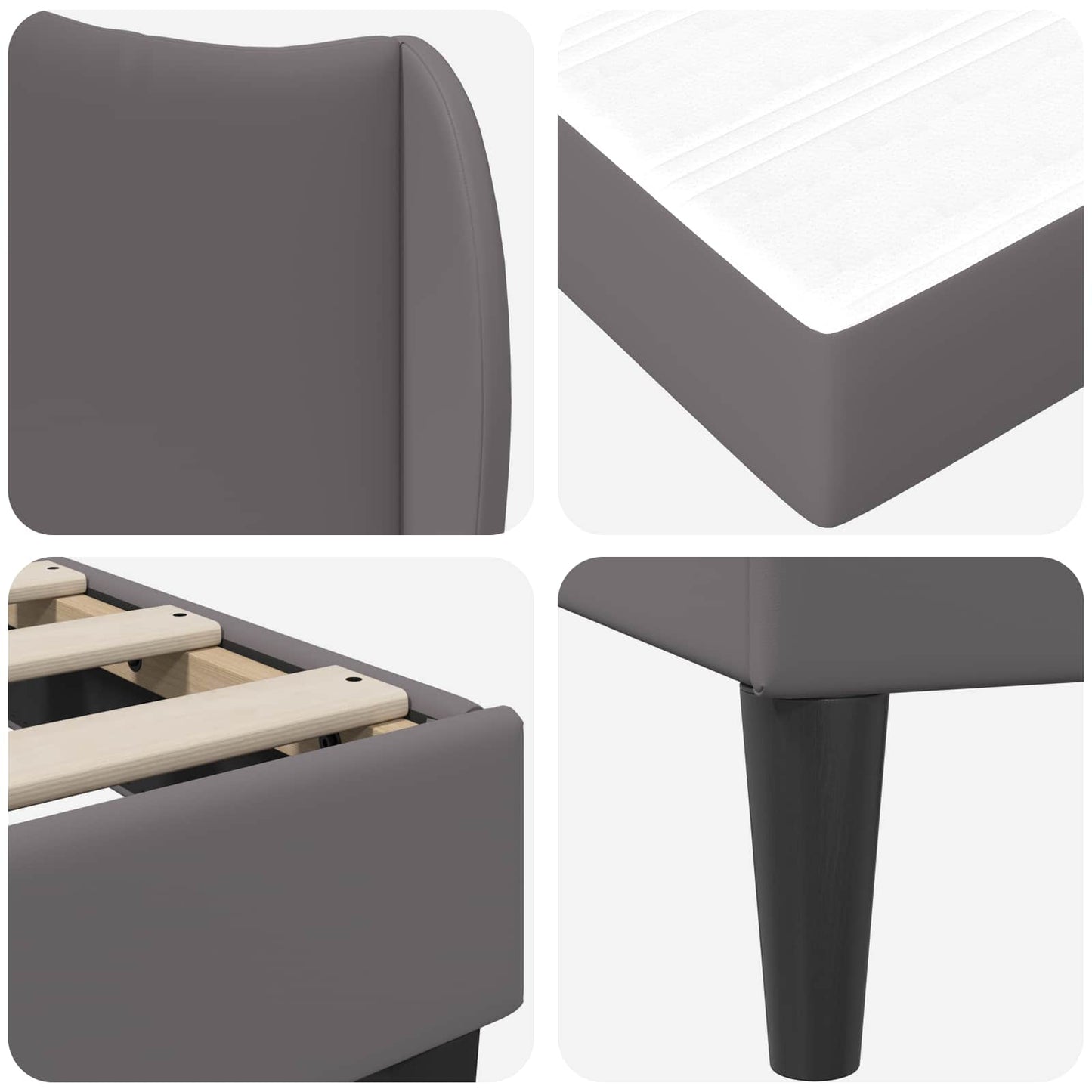 vidaXL Σκελετός Κρεβατιού με κεφαλάρι Γκρι 160 x 200 cm Τεχνητό Δέρμα