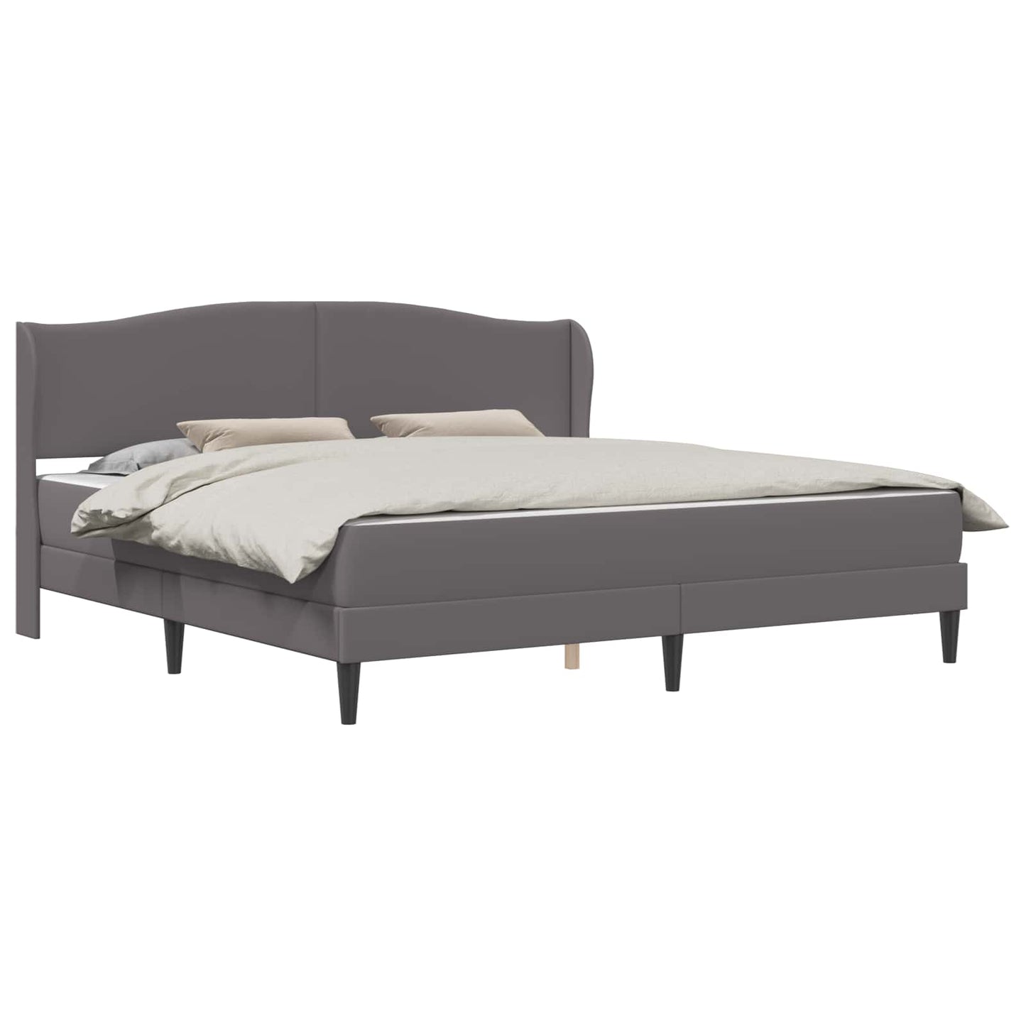 vidaXL Σκελετός Κρεβατιού με κεφαλάρι Γκρι 200 x 200 cm Τεχνητό Δέρμα