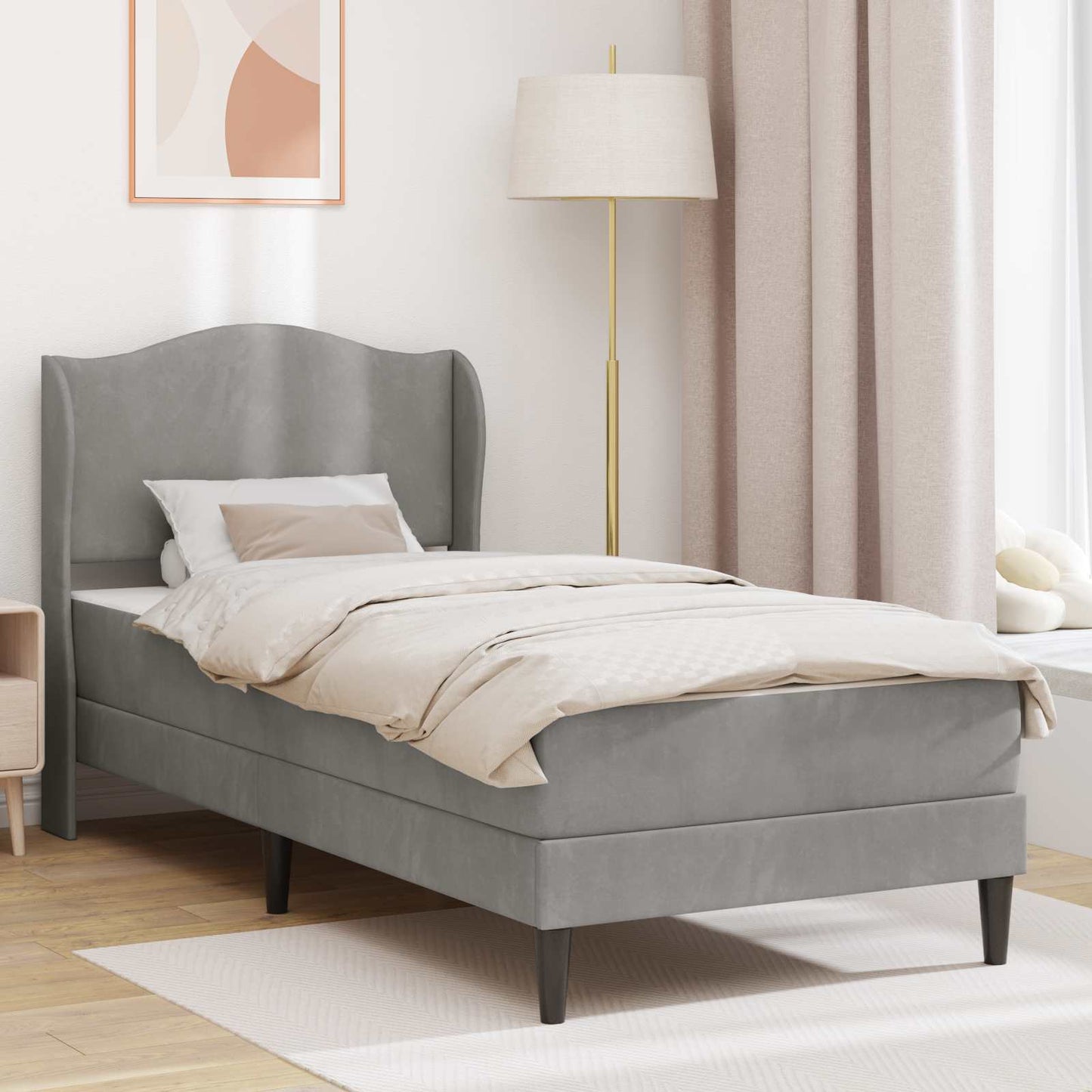 vidaXL Σκελετός Κρεβατιού 2 pcs Ανοιχτό γκρι 90 x 190 cm Βελούδο