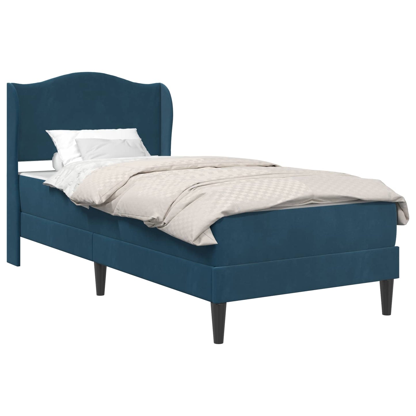 vidaXL Σκελετός Κρεβατιού με κεφαλάρι Μπλε 90 x 190 cm Βελούδο