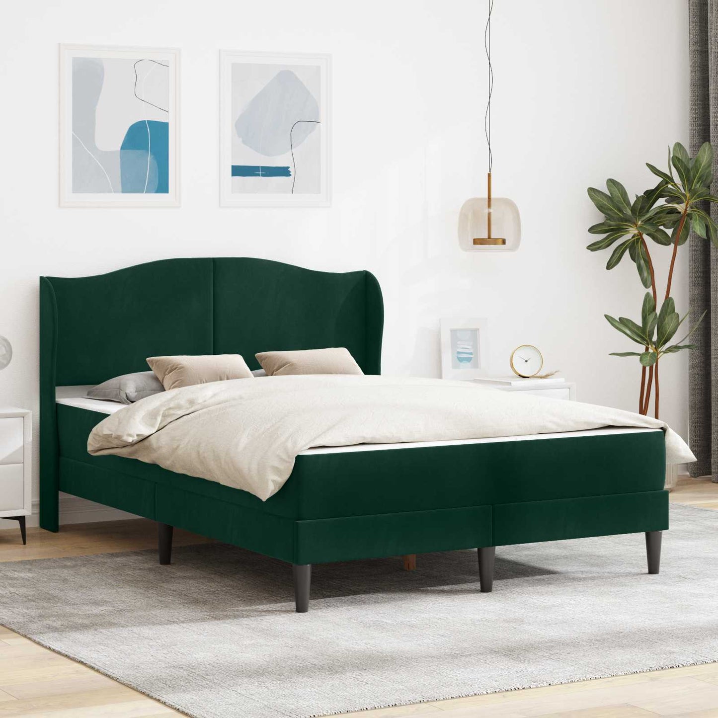 vidaXL Σκελετός Κρεβατιού 2 pcs Σκούρο Πράσινο 120 x 190 cm Βελούδο