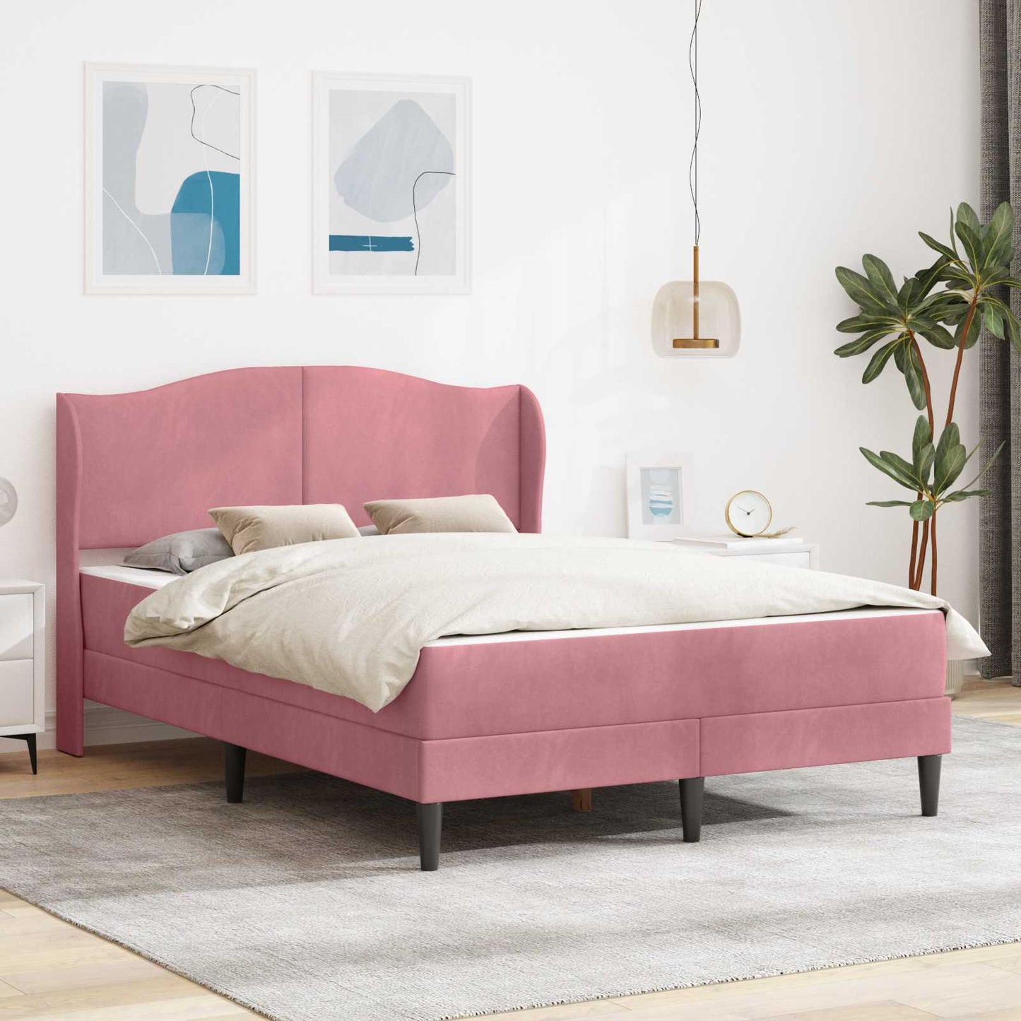vidaXL Σκελετός Κρεβατιού με κεφαλάρι Ροζ 120 x 200 cm Βελούδο