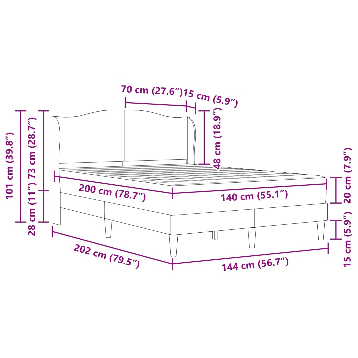 vidaXL Σκελετός Κρεβατιού Σκούρο Πράσινο 140 x 200 cm Βελούδο