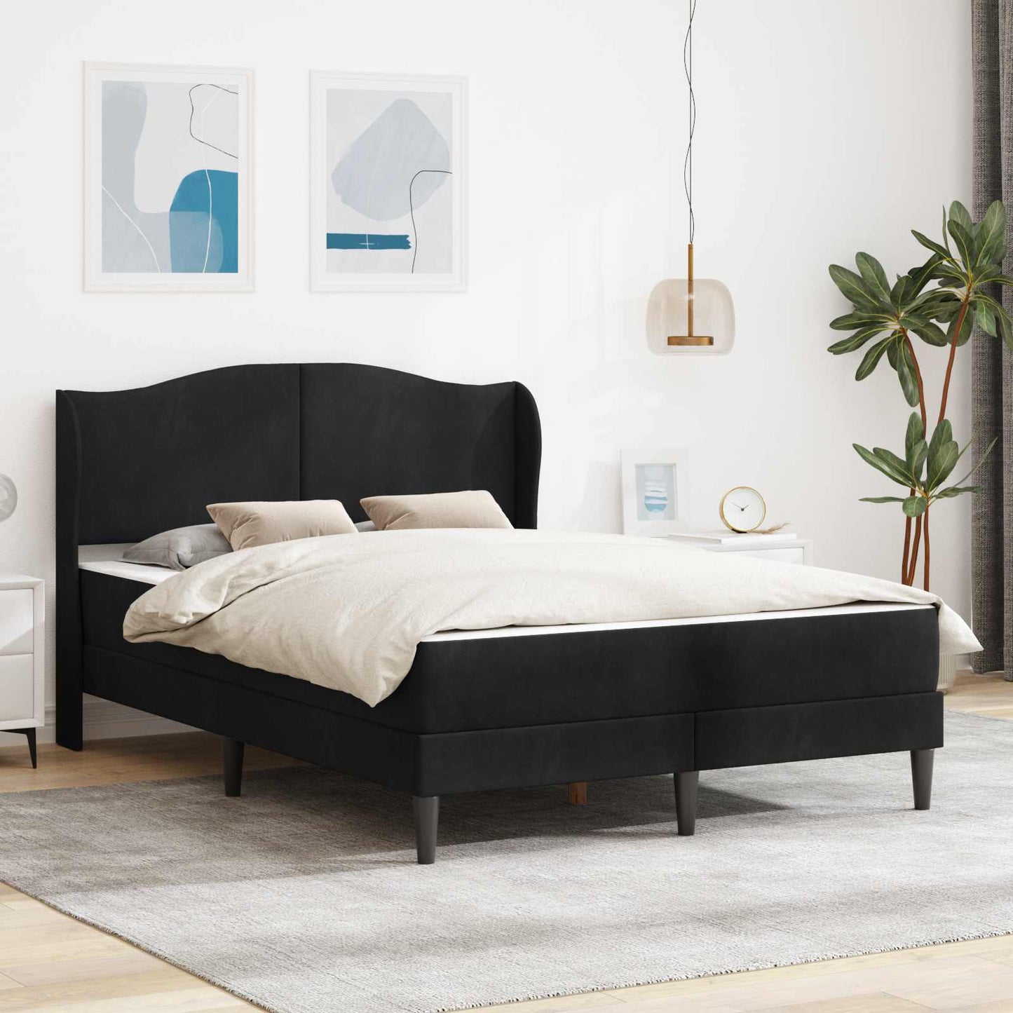 vidaXL Σκελετός Κρεβατιού με κεφαλάρι Μαύρο 140 x 200 cm Βελούδο