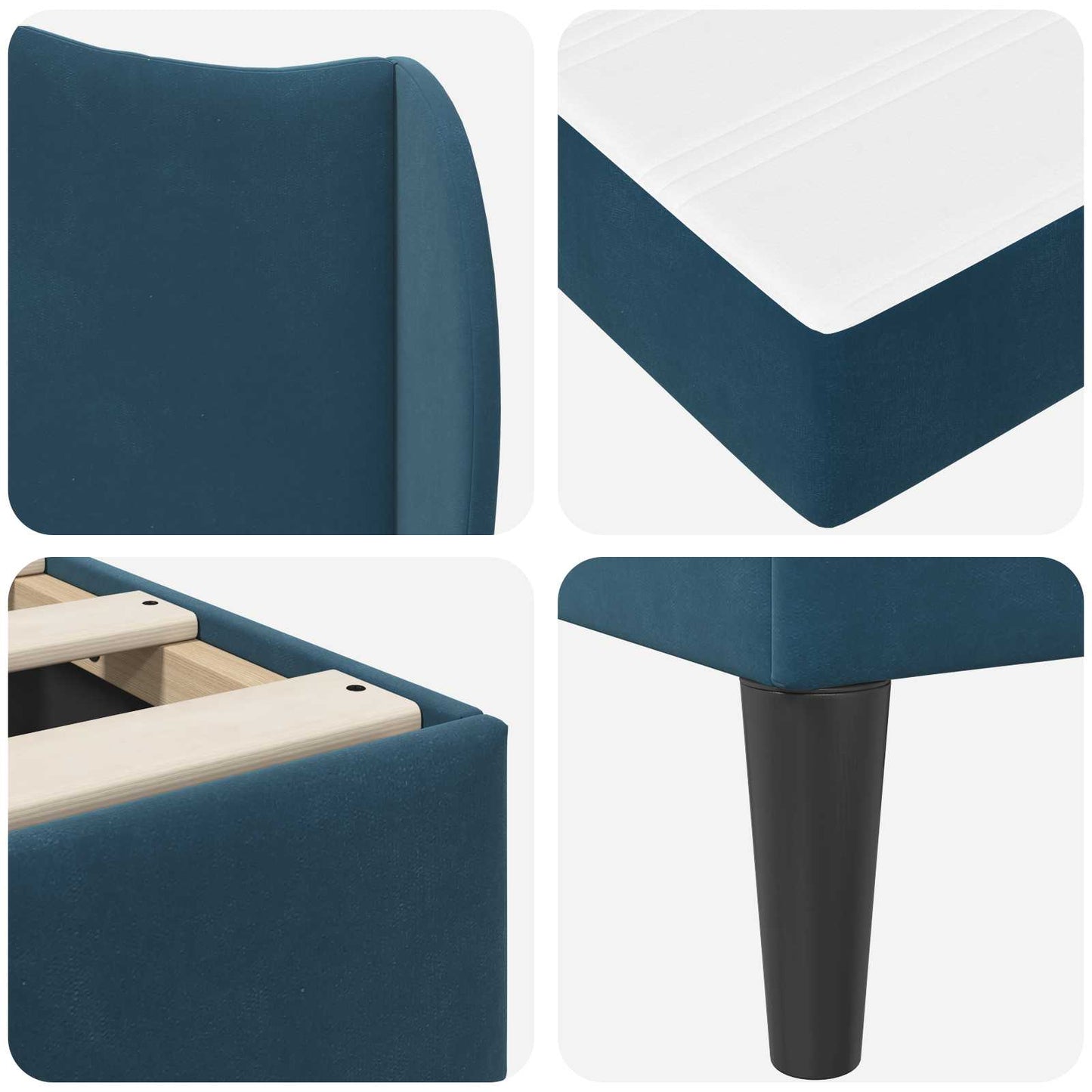 vidaXL Σκελετός Κρεβατιού με κεφαλάρι Μπλε 140 x 200 cm Βελούδο