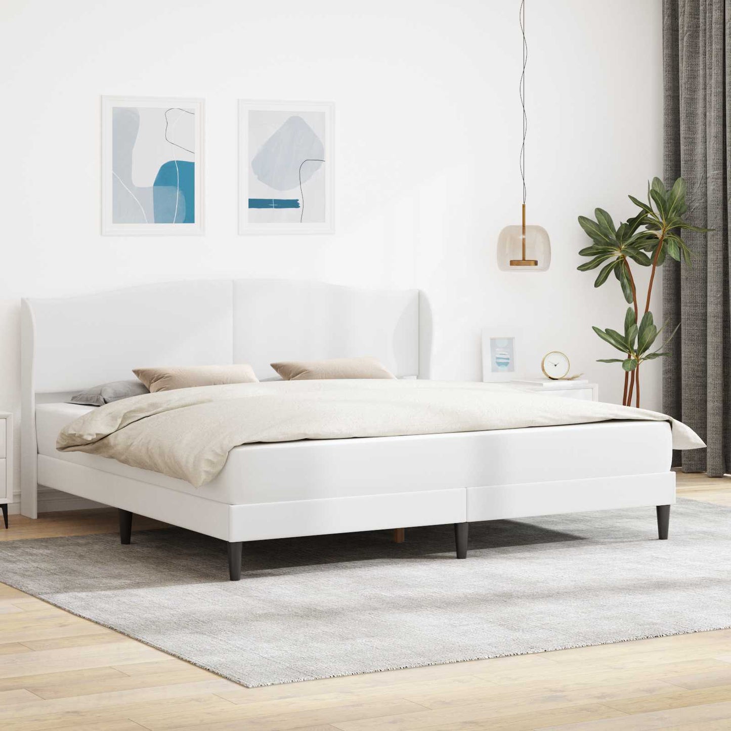 vidaXL Σκελετός Κρεβατιού με κεφαλάρι Λευκό 180 x 200 cm Τεχνητό Δέρμα