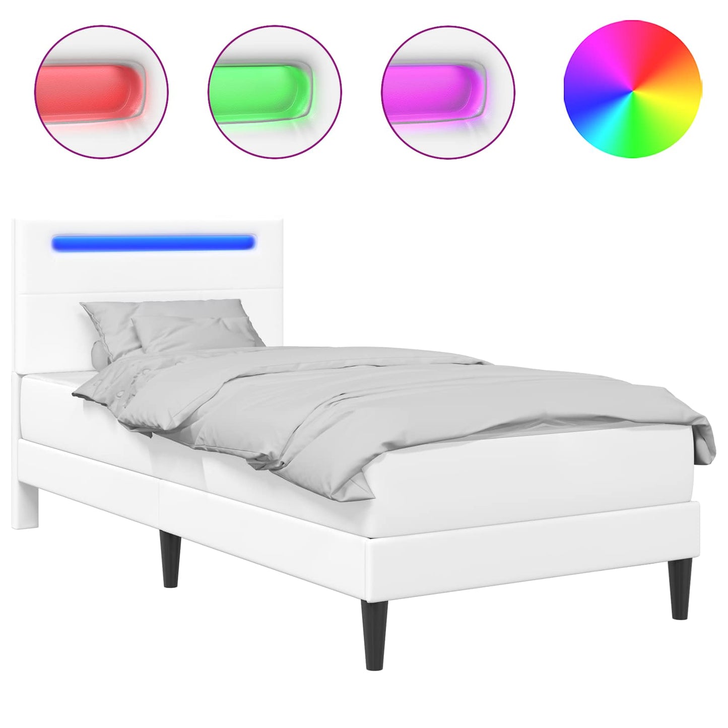 vidaXL Σκελετός Κρεβατιού με κεφαλάρι Λευκό 90 x 190 cm Τεχνητό Δέρμα