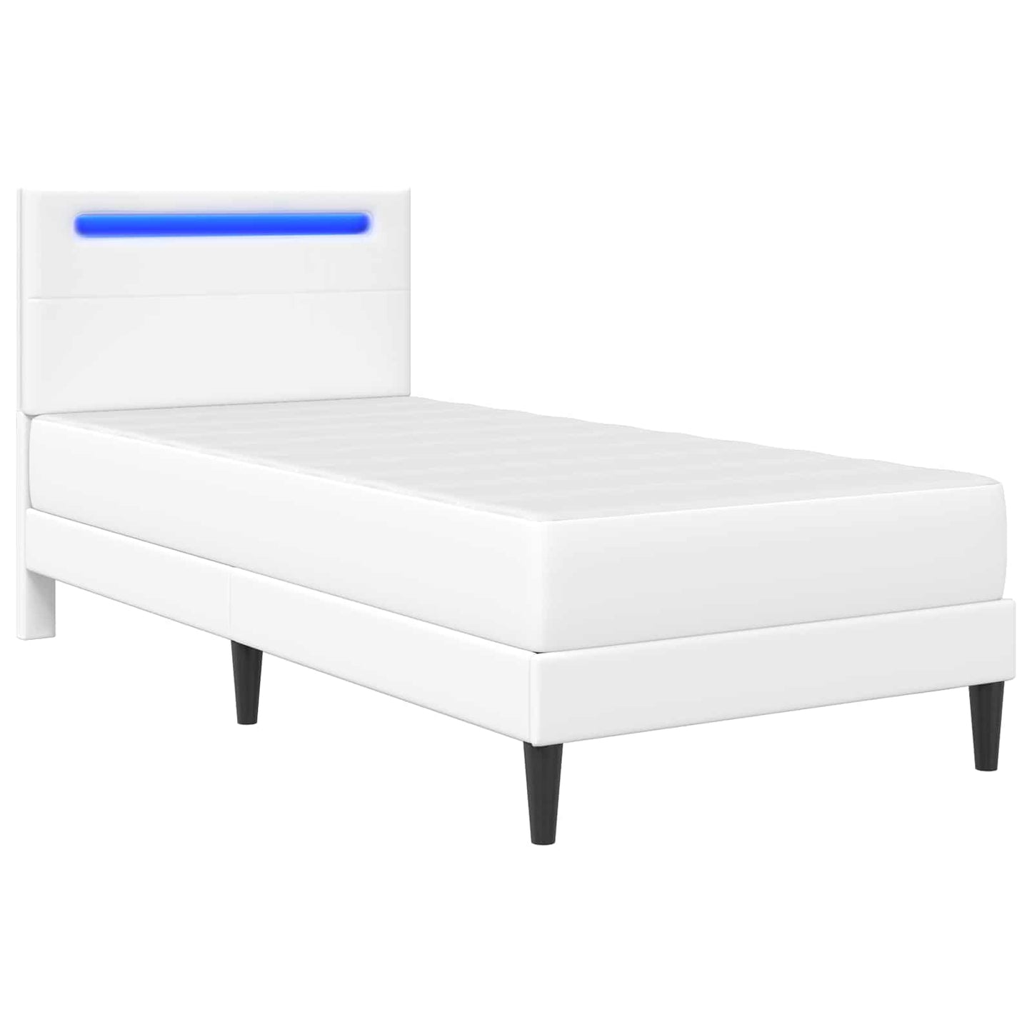 vidaXL Σκελετός Κρεβατιού με κεφαλάρι Λευκό 90 x 190 cm Τεχνητό Δέρμα