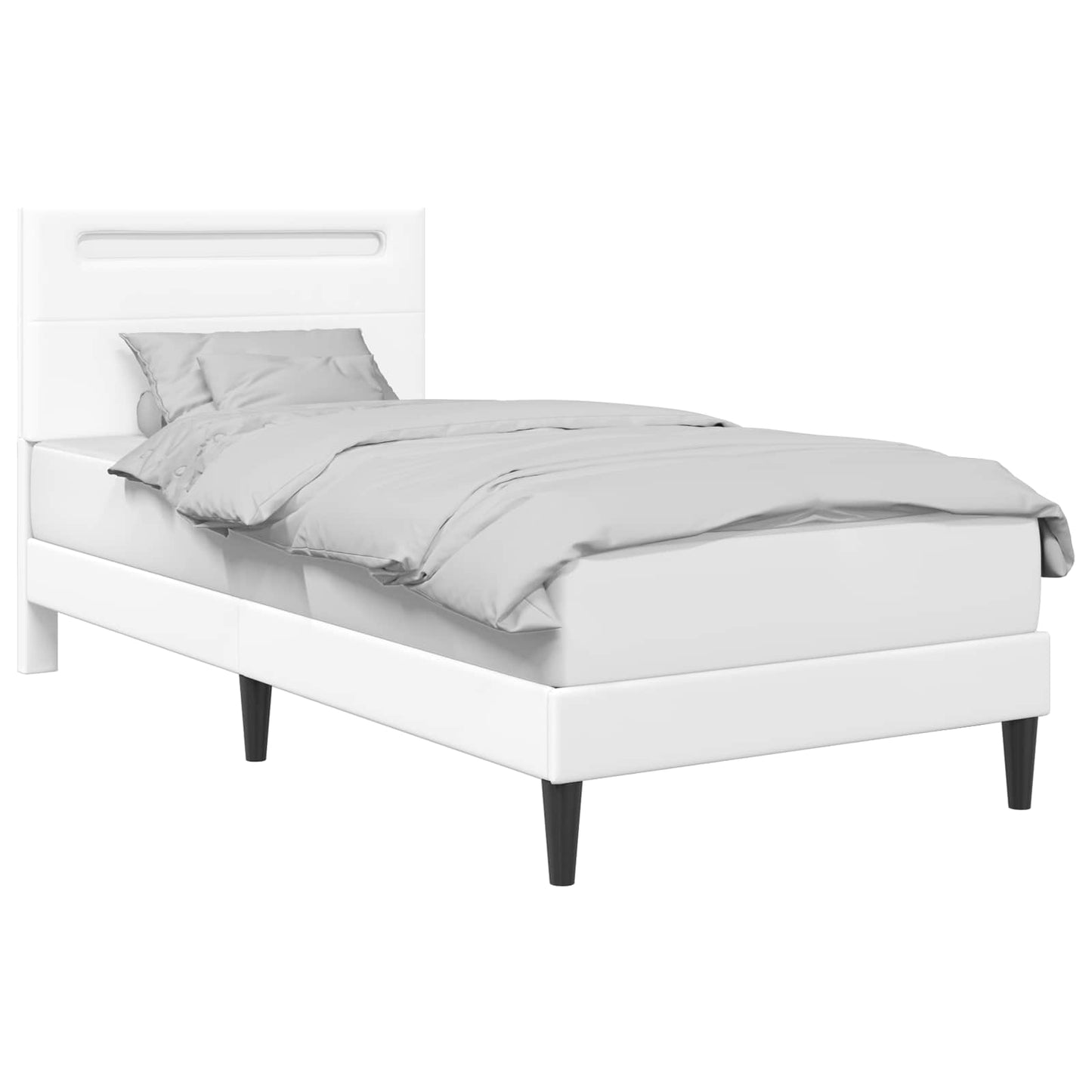 vidaXL Σκελετός Κρεβατιού με κεφαλάρι Λευκό 90 x 190 cm Τεχνητό Δέρμα