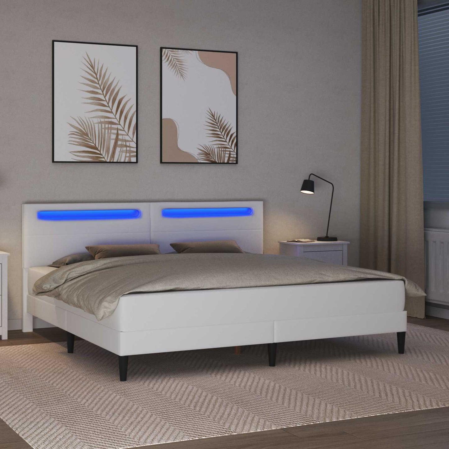 vidaXL Σκελετός Κρεβατιού με κεφαλάρι Λευκό 180 x 200 cm Τεχνητό Δέρμα