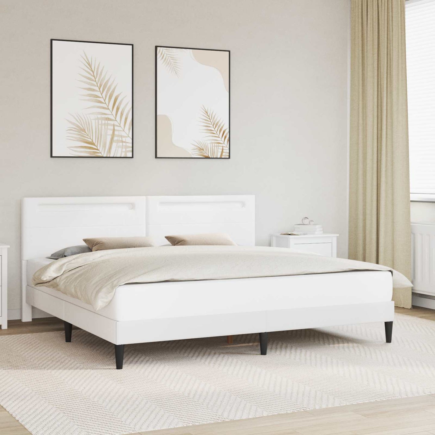 vidaXL Σκελετός Κρεβατιού με κεφαλάρι Λευκό 180 x 200 cm Τεχνητό Δέρμα
