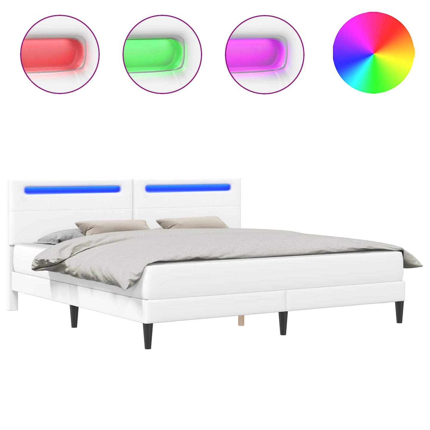 vidaXL Σκελετός Κρεβατιού με κεφαλάρι Λευκό 180 x 200 cm Τεχνητό Δέρμα