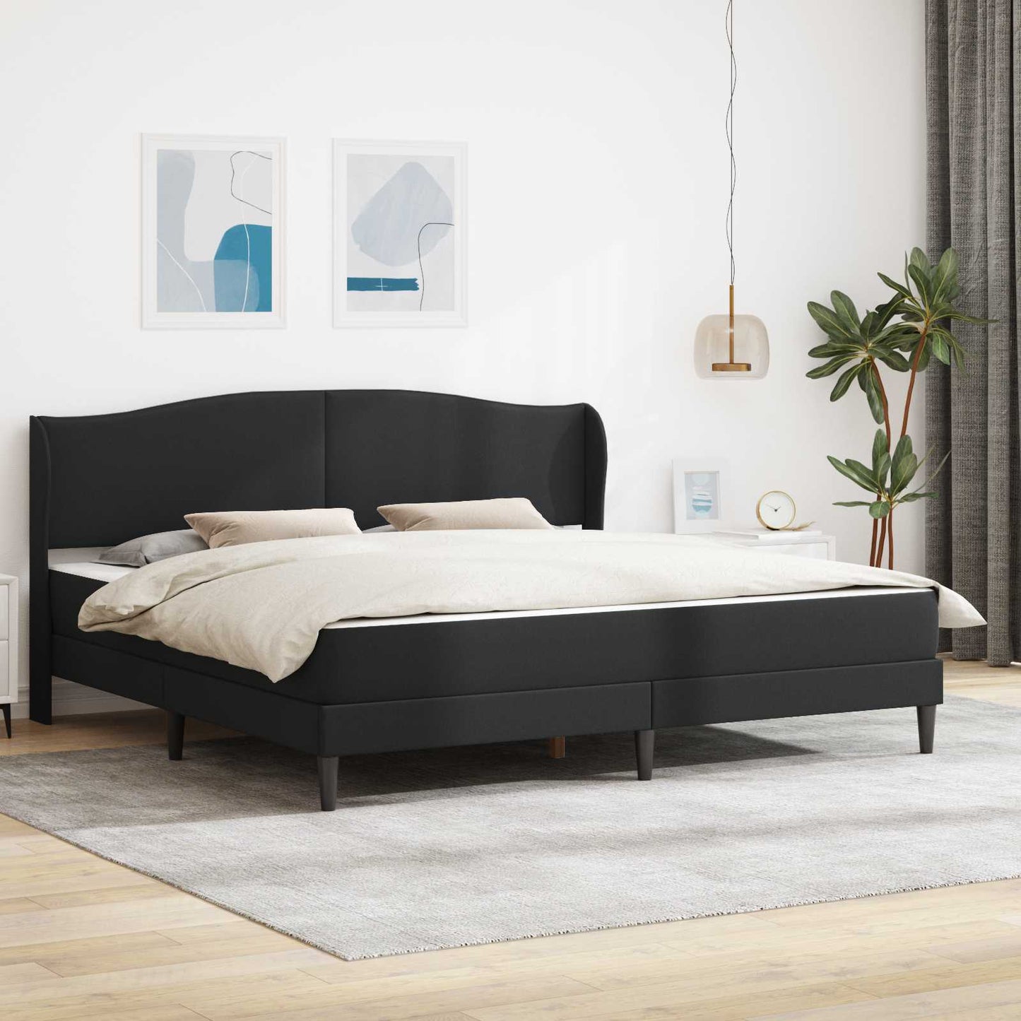 vidaXL Σκελετός Κρεβατιού με κεφαλάρι Μαύρο 180 x 200 cm Τεχνητό Δέρμα