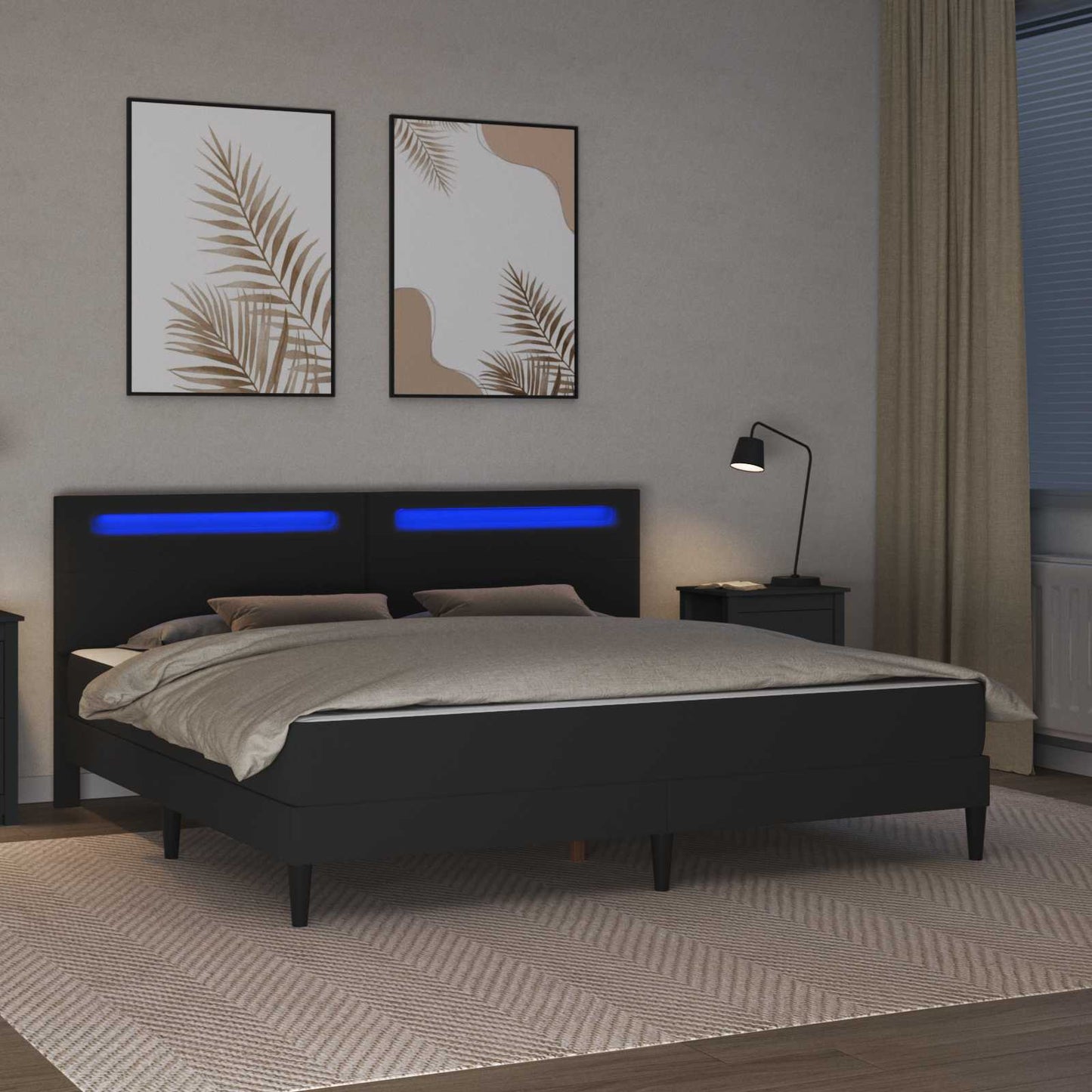 vidaXL Σκελετός Κρεβατιού με κεφαλάρι Μαύρο 180 x 200 cm Τεχνητό Δέρμα