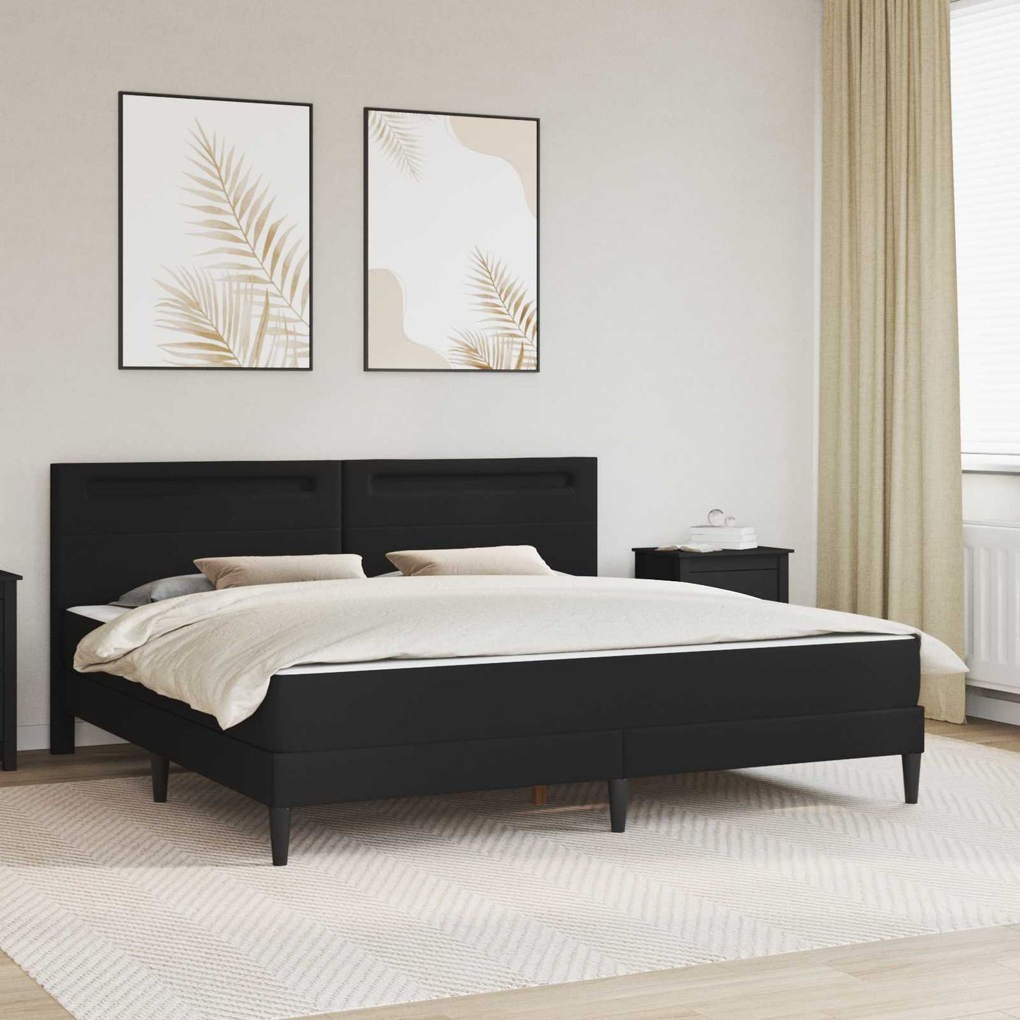 vidaXL Σκελετός Κρεβατιού με κεφαλάρι Μαύρο 180 x 200 cm Τεχνητό Δέρμα