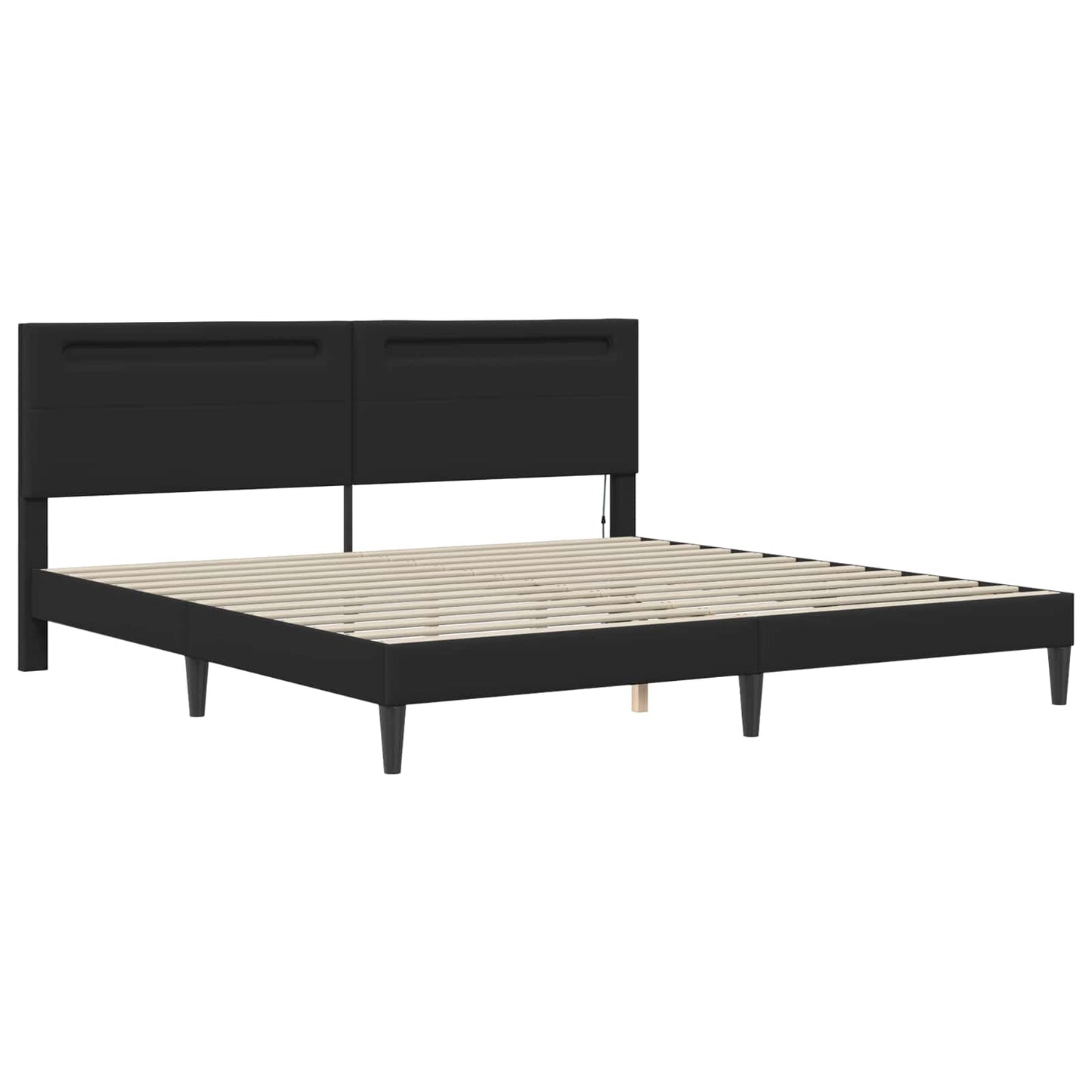 vidaXL Σκελετός Κρεβατιού με κεφαλάρι Μαύρο 180 x 200 cm Τεχνητό Δέρμα