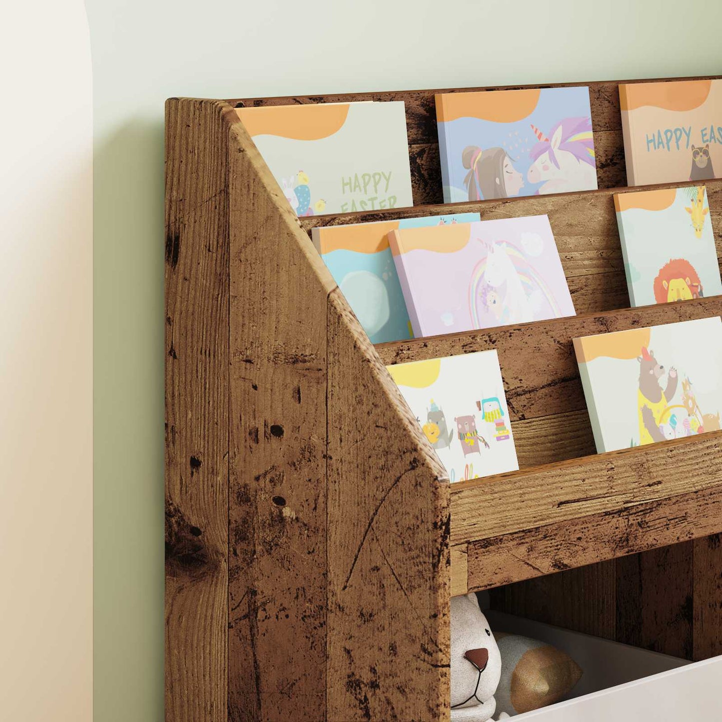 vidaXL Βιβλιοθήκη Παιδιών με αποθήκευση Παλιό ξύλο 72,5 x 29,5 x 69 εκ