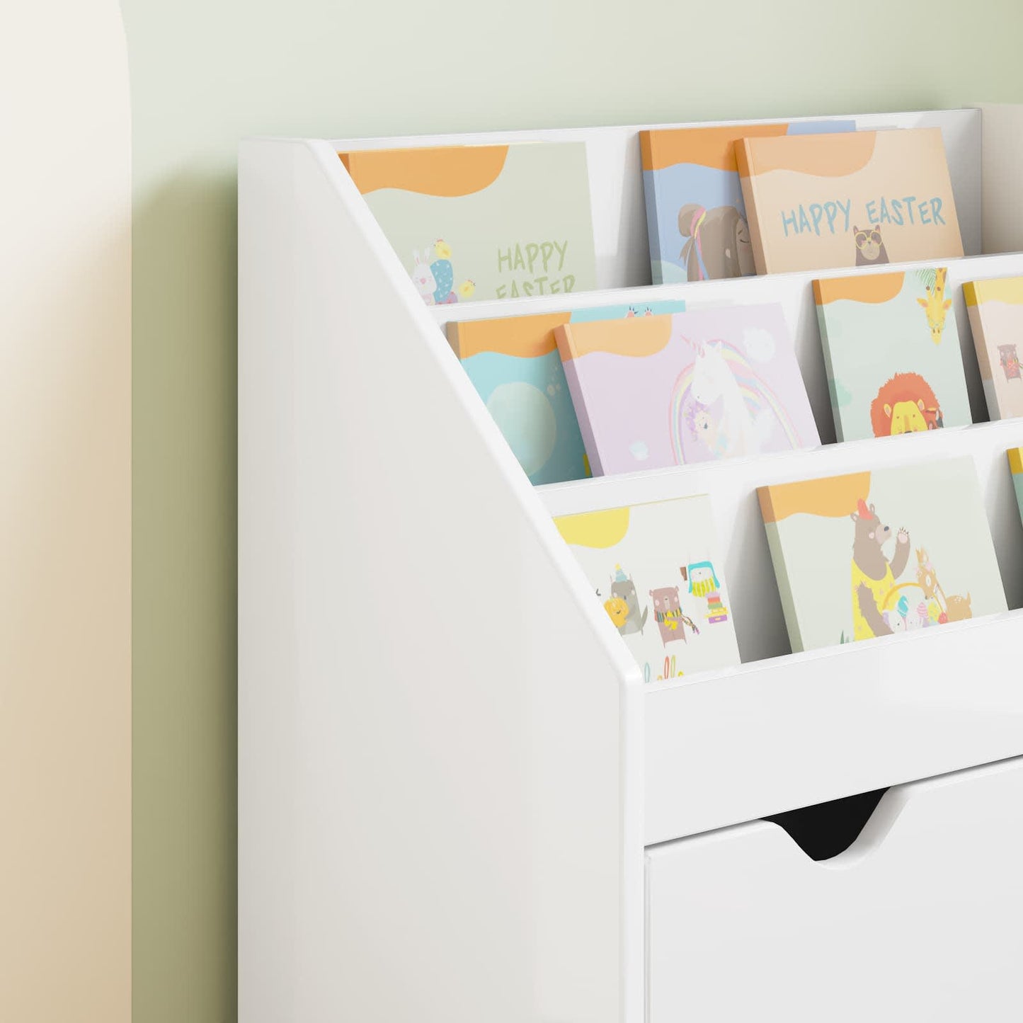 vidaXL Βιβλιοθήκη Παιδιών Υψηλής γυαλάδας λευκό 60 x 29,5 x 69 εκ