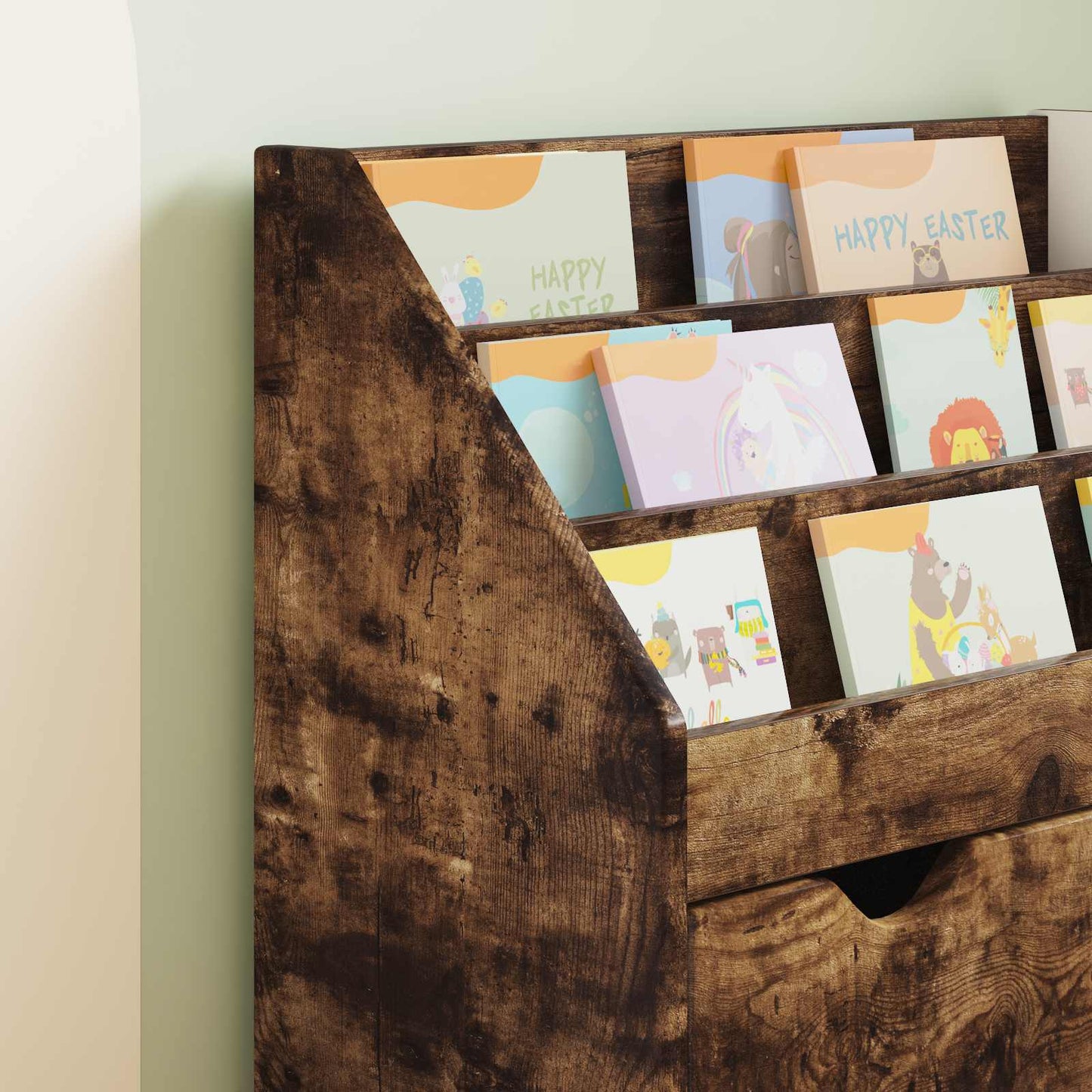 vidaXL Βιβλιοθήκη Παιδιών με συρτάρι Καπνιστό Δρύς 60 x 29,5 x 69 εκ