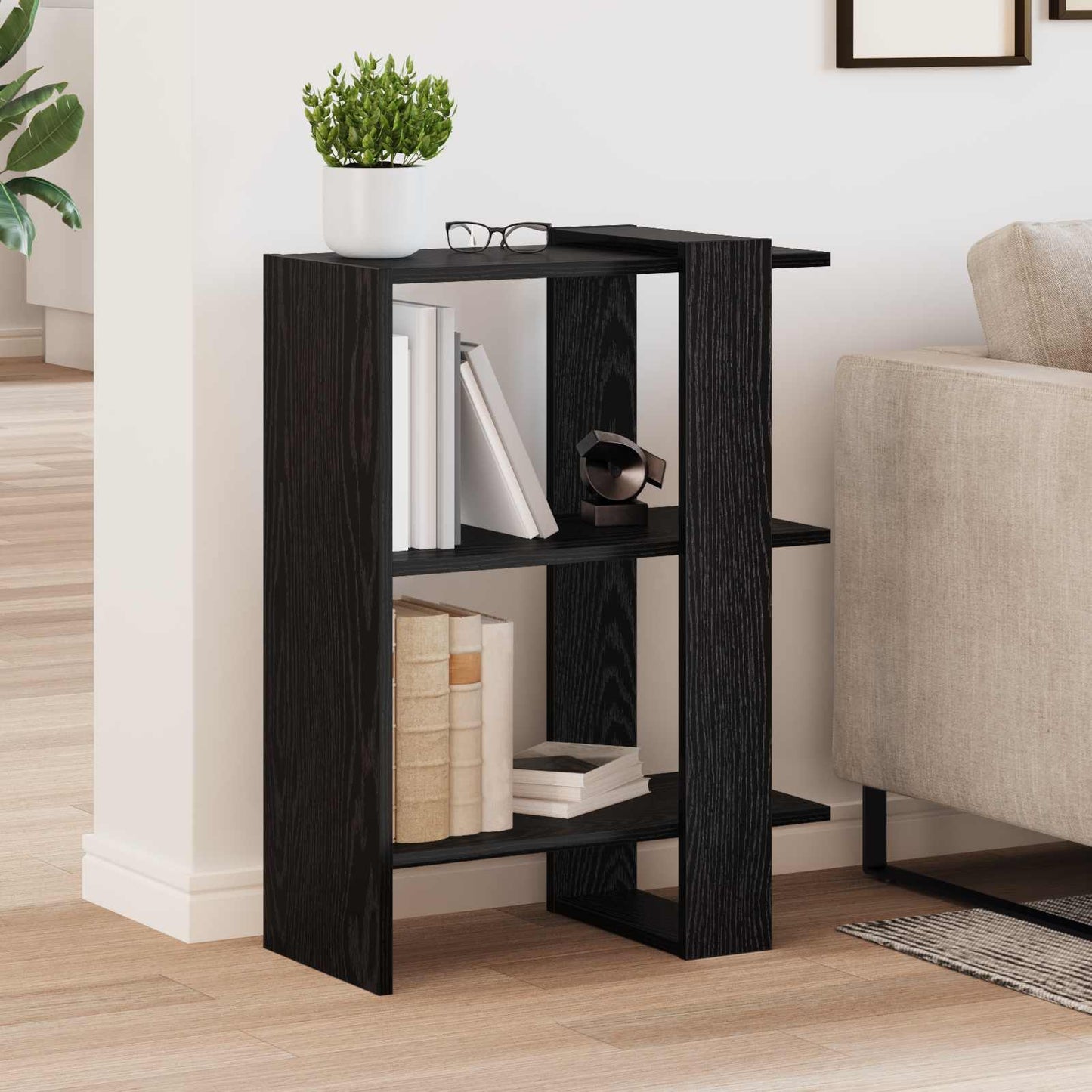 vidaXL Ράφι Βιβλίων Μαύρη Οξυά 52 x 25 x 71,5 εκ Επεξεργασμένο ξύλο