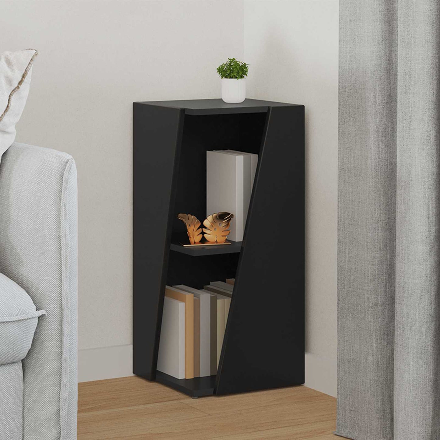 vidaXL Πλευρικό Ράφι Μαύρο 33 x 32 x 70,5 εκ Επεξεργασμένο ξύλο