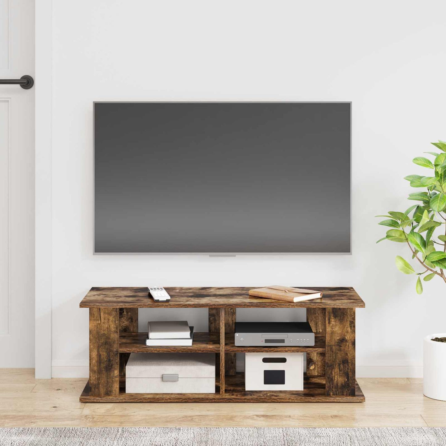 vidaXL Βάση τηλεόρασης Καπνιστό Δρύς 96 x 35 x 33,5 εκ