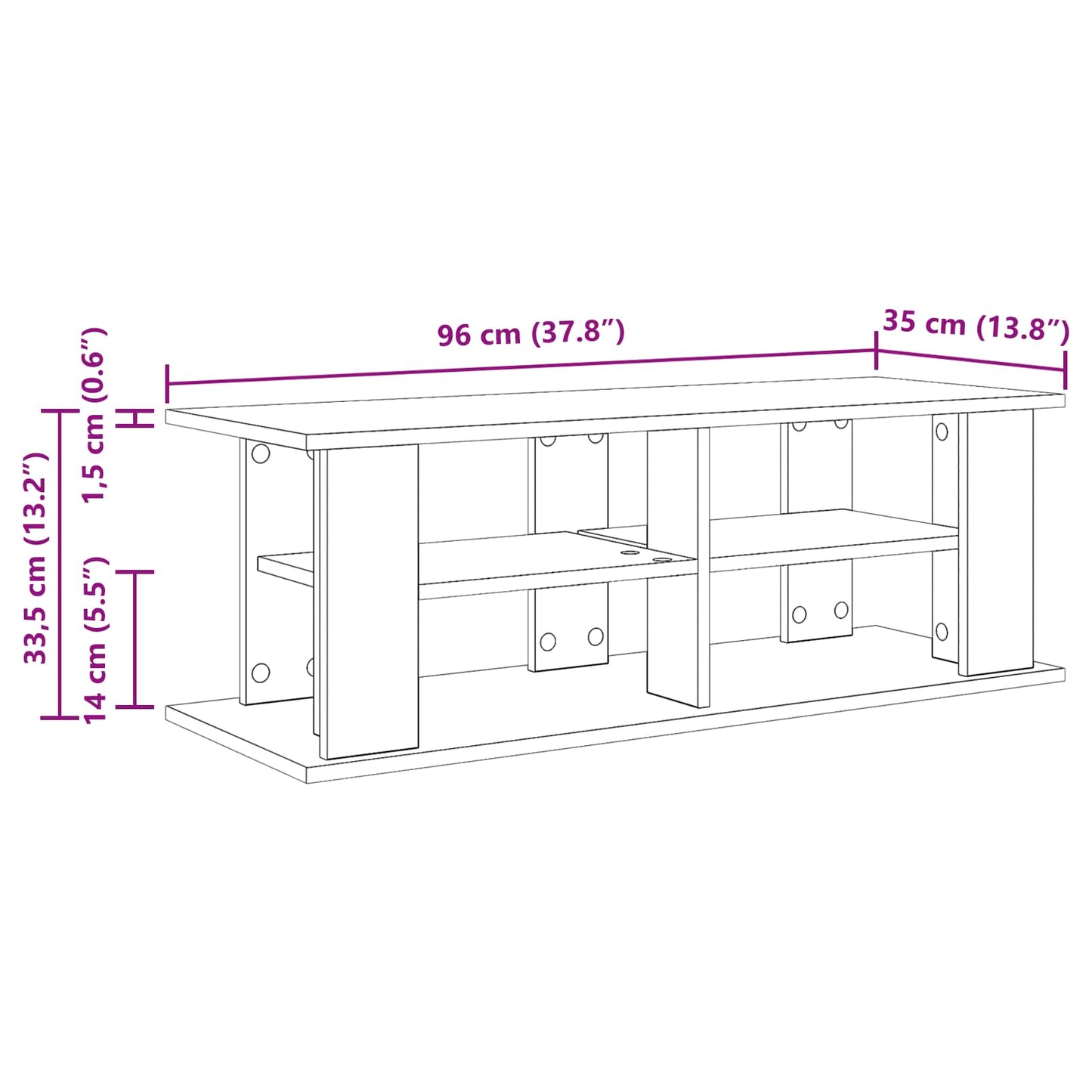 vidaXL Βάση τηλεόρασης Παλιό ξύλο 96 x 35 x 33,5 εκ