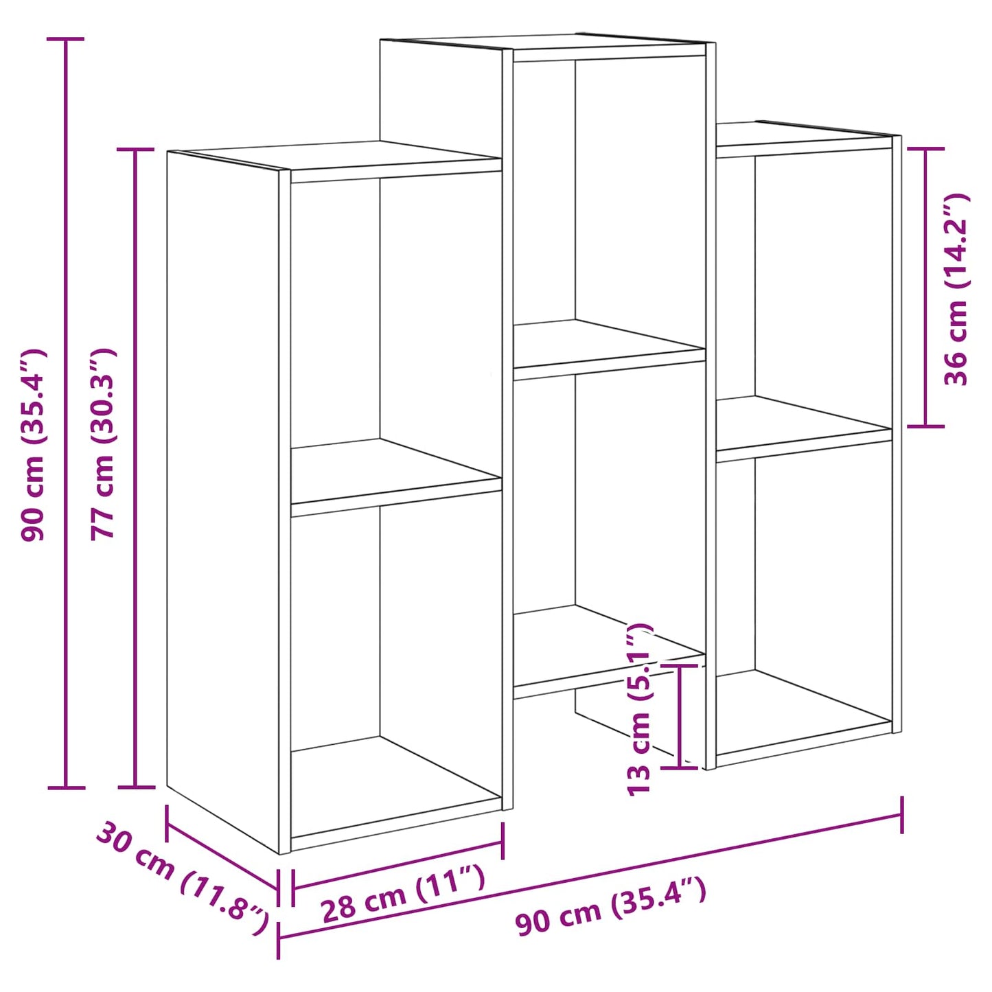 vidaXL Πλαϊνό γραφείο Παλιό ξύλο 90 x 30 x 90 cm