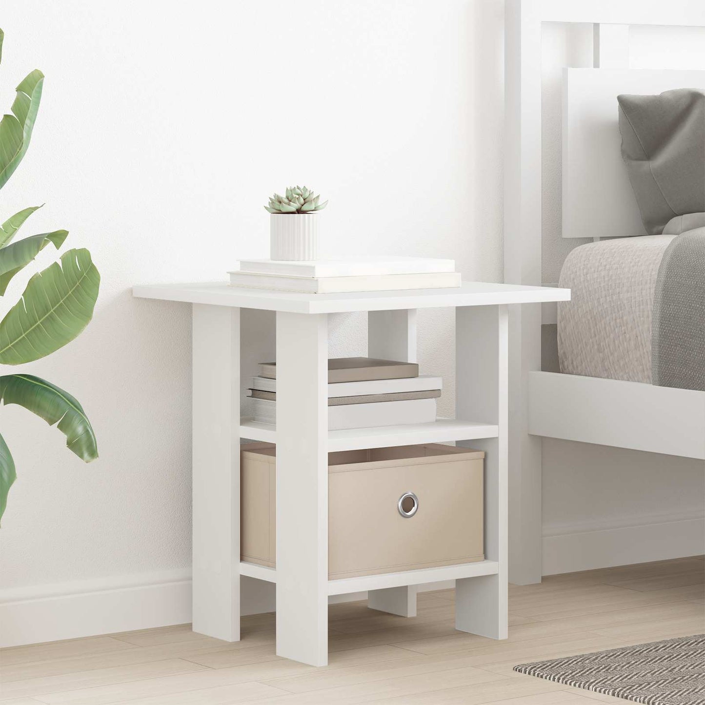 vidaXL Κομοδίνο 2 pcs Λευκό 41 x 40 x 45 εκ Επεξεργασμένο ξύλο