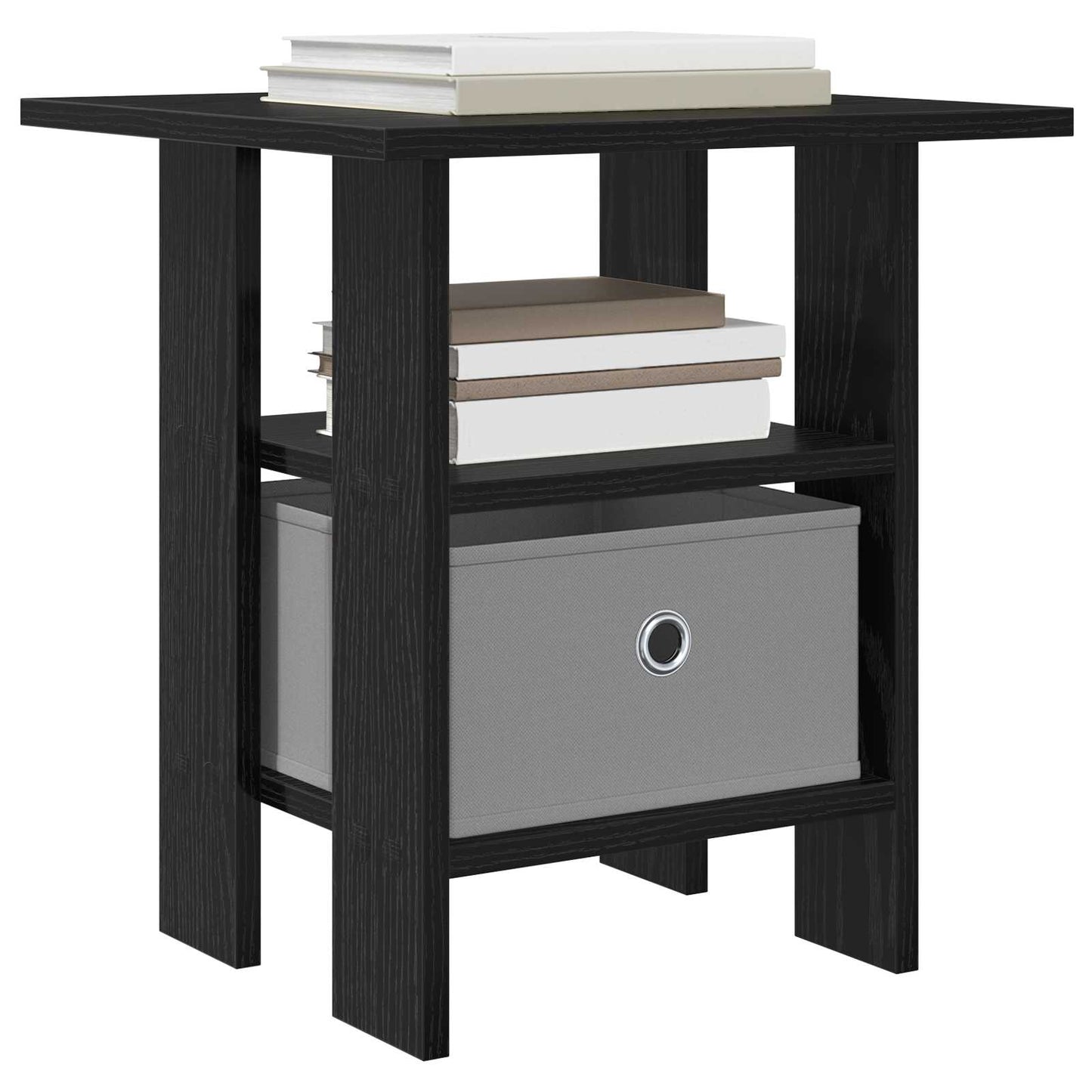 vidaXL Κομοδίνο 2 pcs Μαύρη Οξυά 41 x 40 x 45 εκ Επεξεργασμένο ξύλο