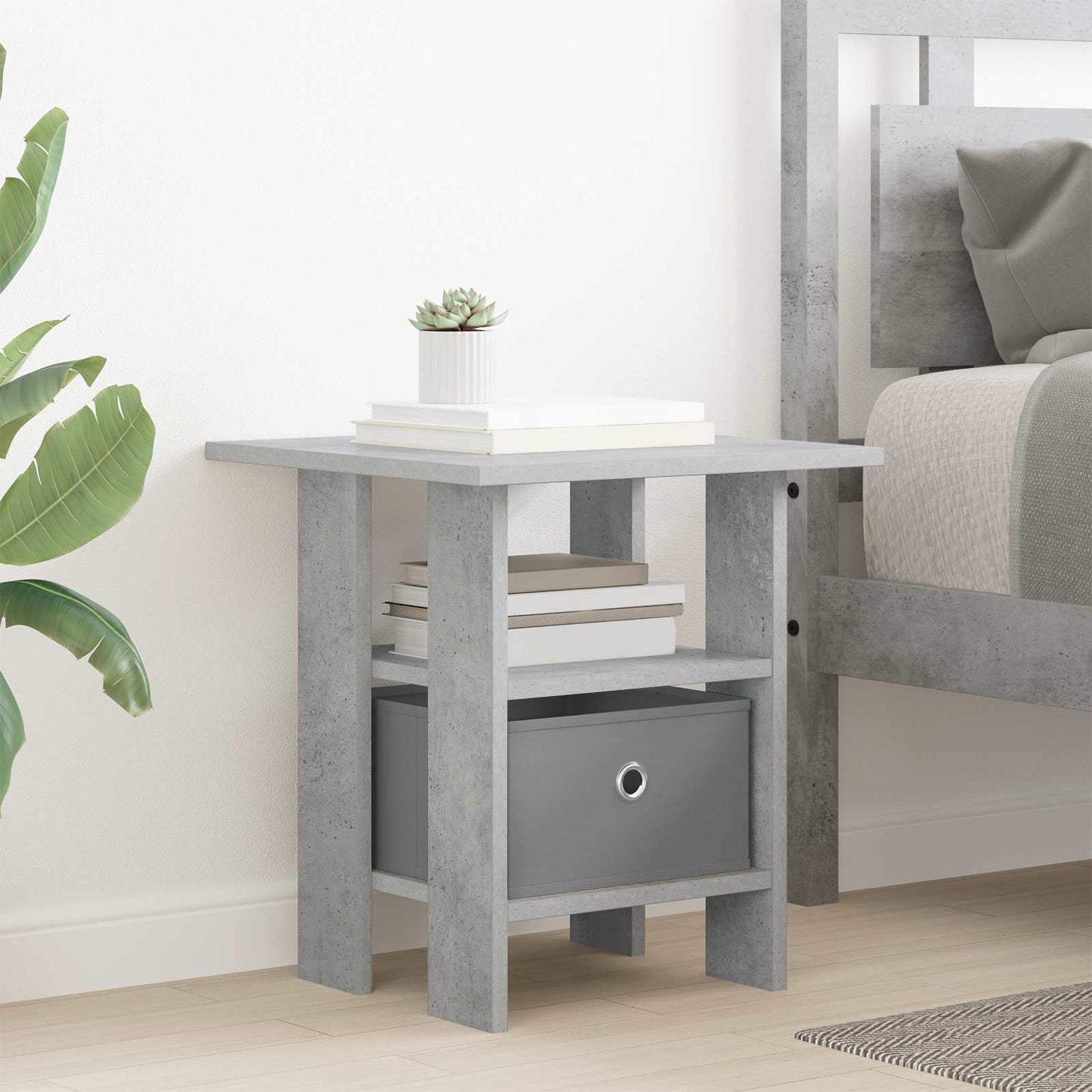 vidaXL Κομοδίνο Σκυρόδεμα Γκρι 41 x 40 x 45 εκ Επεξεργασμένο ξύλο