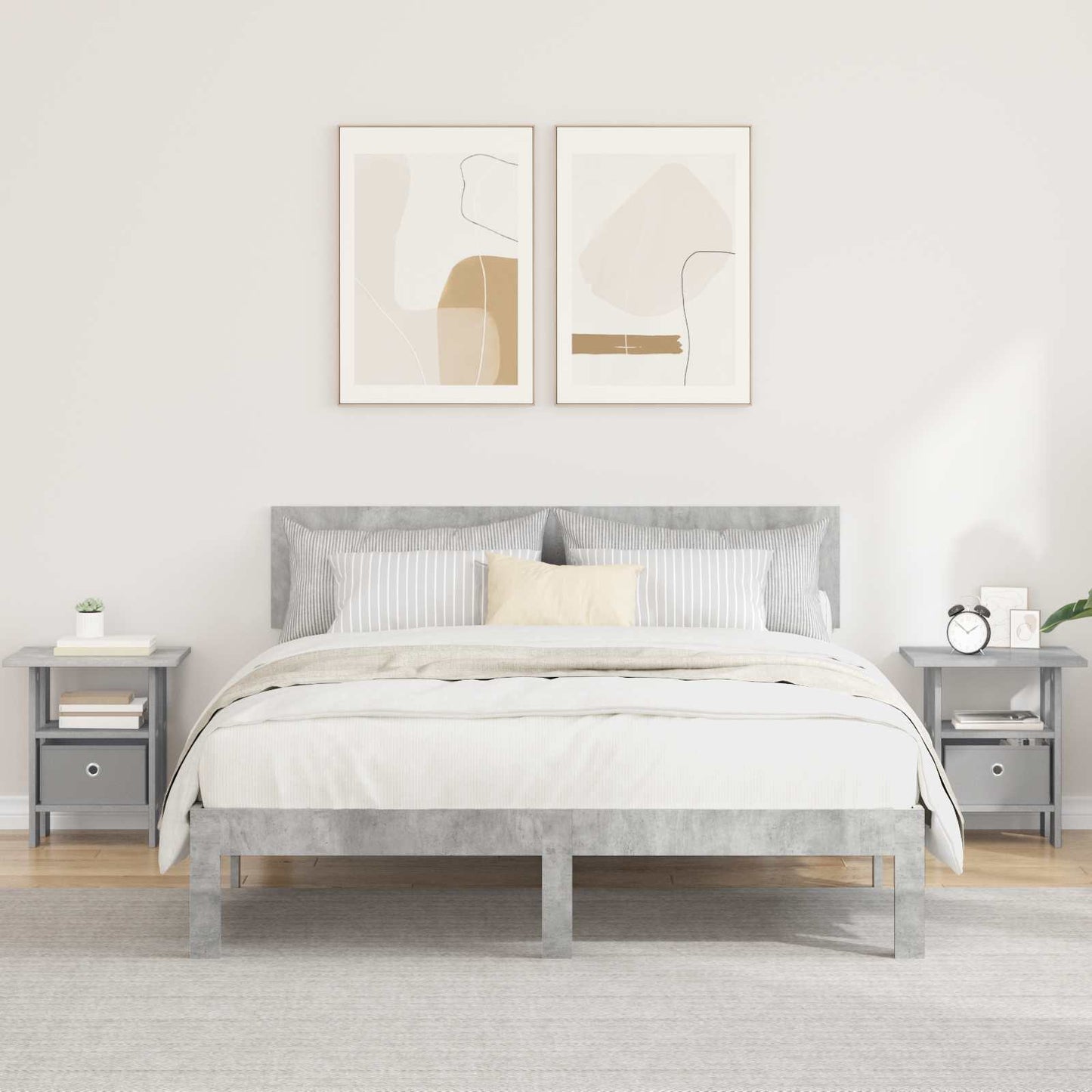 vidaXL Κομοδίνο με συρτάρι 2 pcs Σκυρόδεμα Γκρι 41 x 40 x 45 εκ