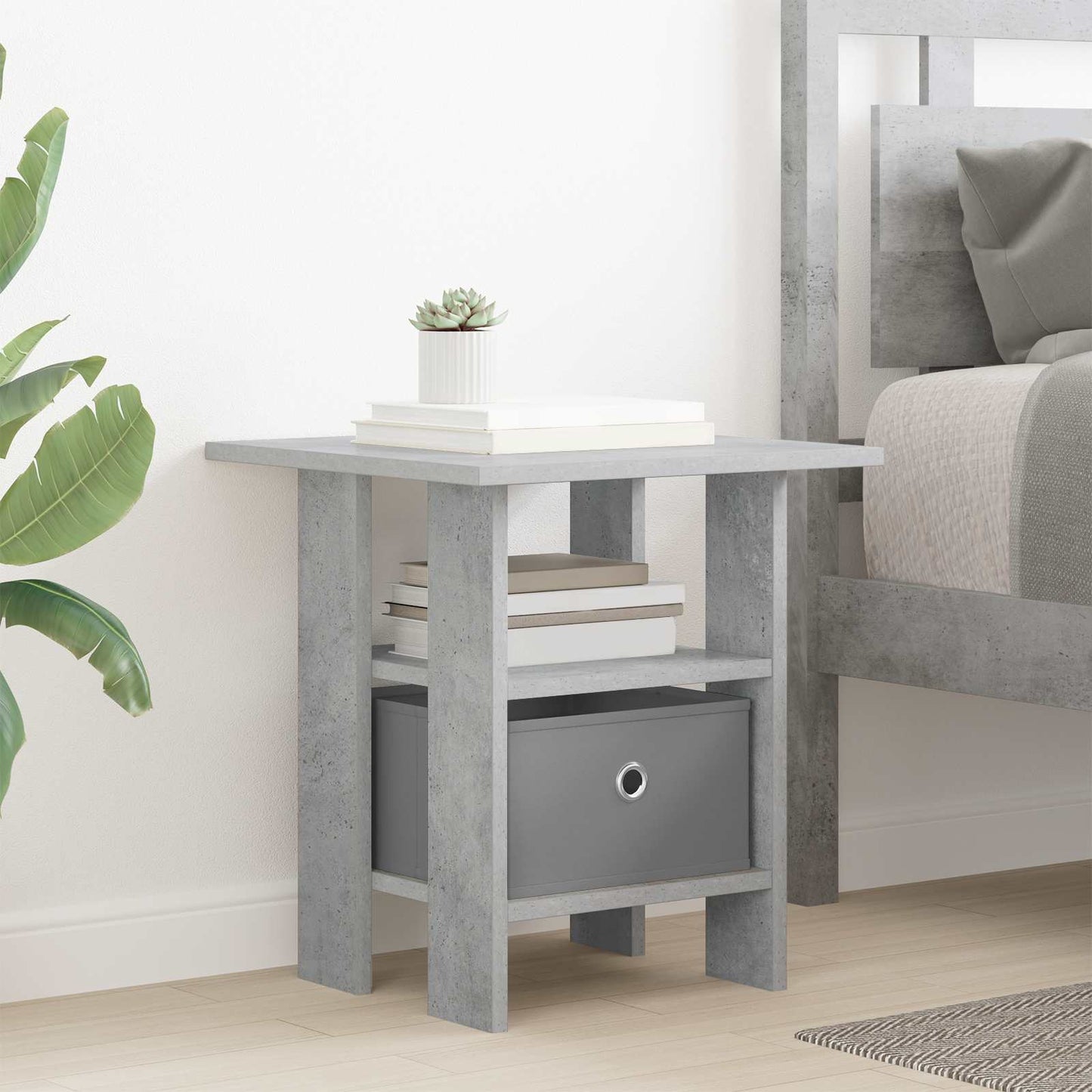 vidaXL Κομοδίνο με συρτάρι 2 pcs Σκυρόδεμα Γκρι 41 x 40 x 45 εκ