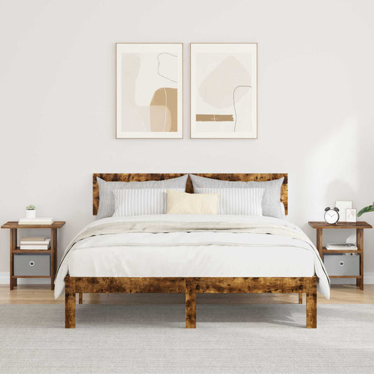 vidaXL Κομοδίνο 2 pcs Καπνιστό Δρύς 41 x 40 x 45 εκ Επεξεργασμένο ξύλο