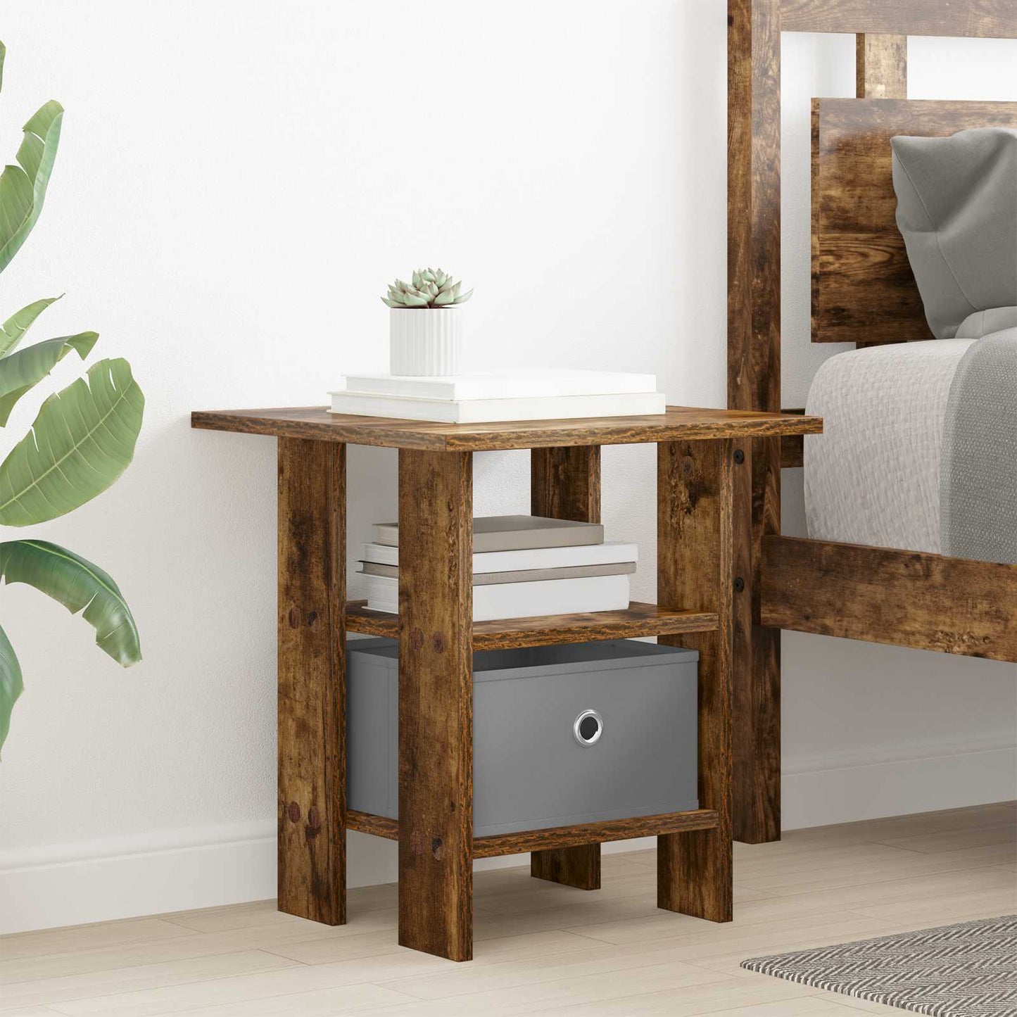 vidaXL Κομοδίνο 2 pcs Καπνιστό Δρύς 41 x 40 x 45 εκ Επεξεργασμένο ξύλο