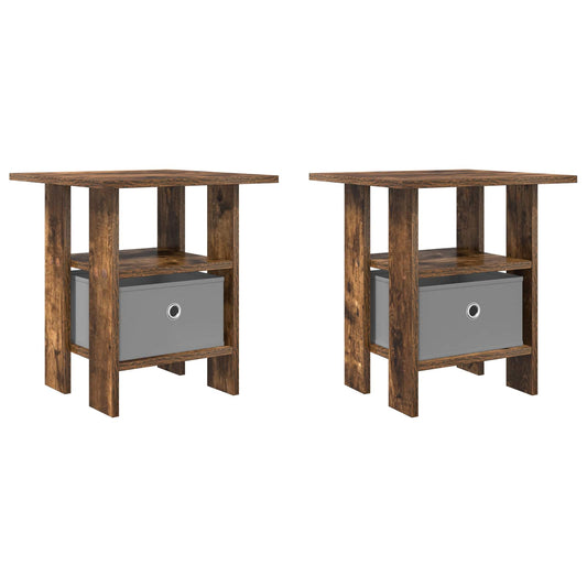 vidaXL Κομοδίνο 2 pcs Καπνιστό Δρύς 41 x 40 x 45 εκ Επεξεργασμένο ξύλο