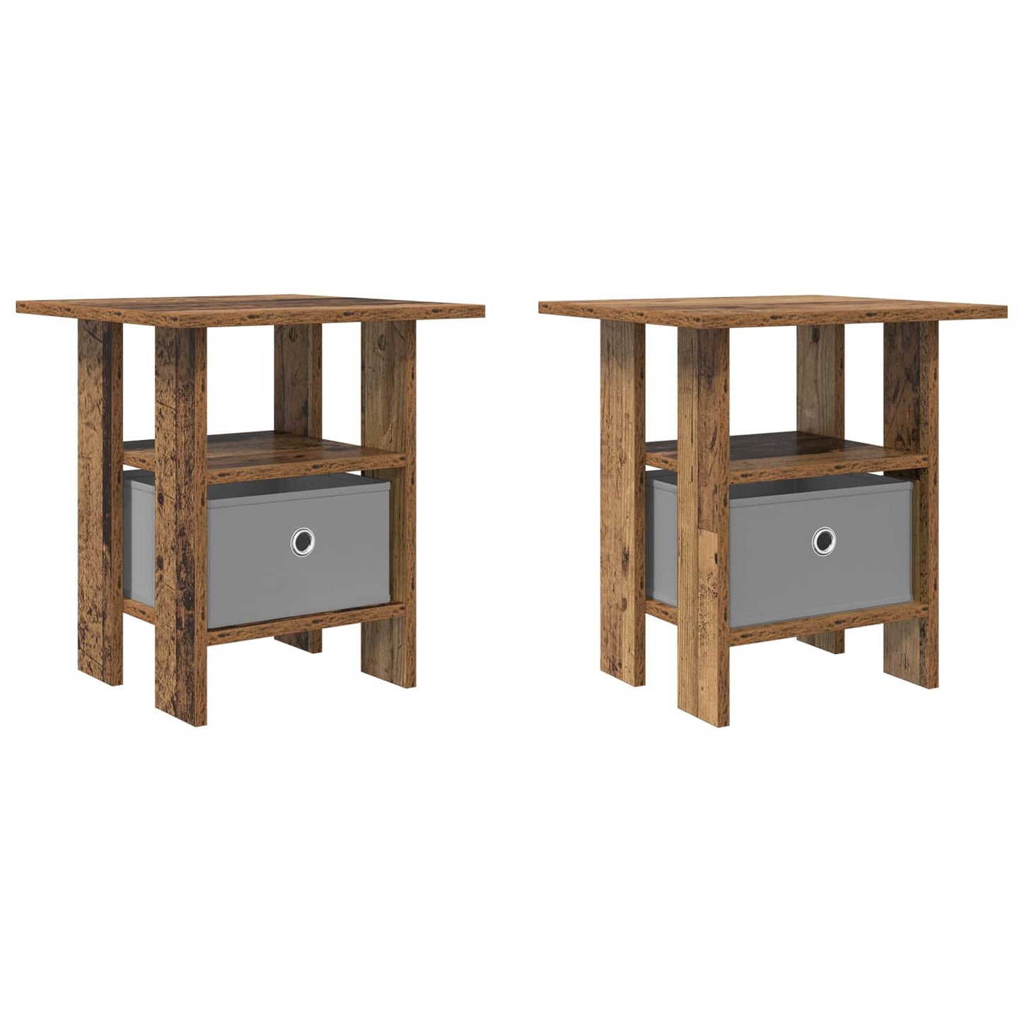 vidaXL Κομοδίνο 2 pcs Παλιό ξύλο 41 x 40 x 45 εκ Επεξεργασμένο ξύλο