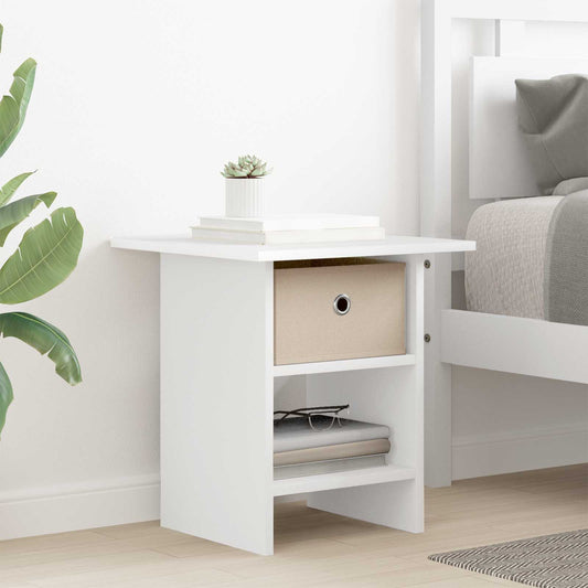 vidaXL Κομοδίνο με συρτάρι Λευκό 41 x 40 x 45 εκ Επεξεργασμένο ξύλο
